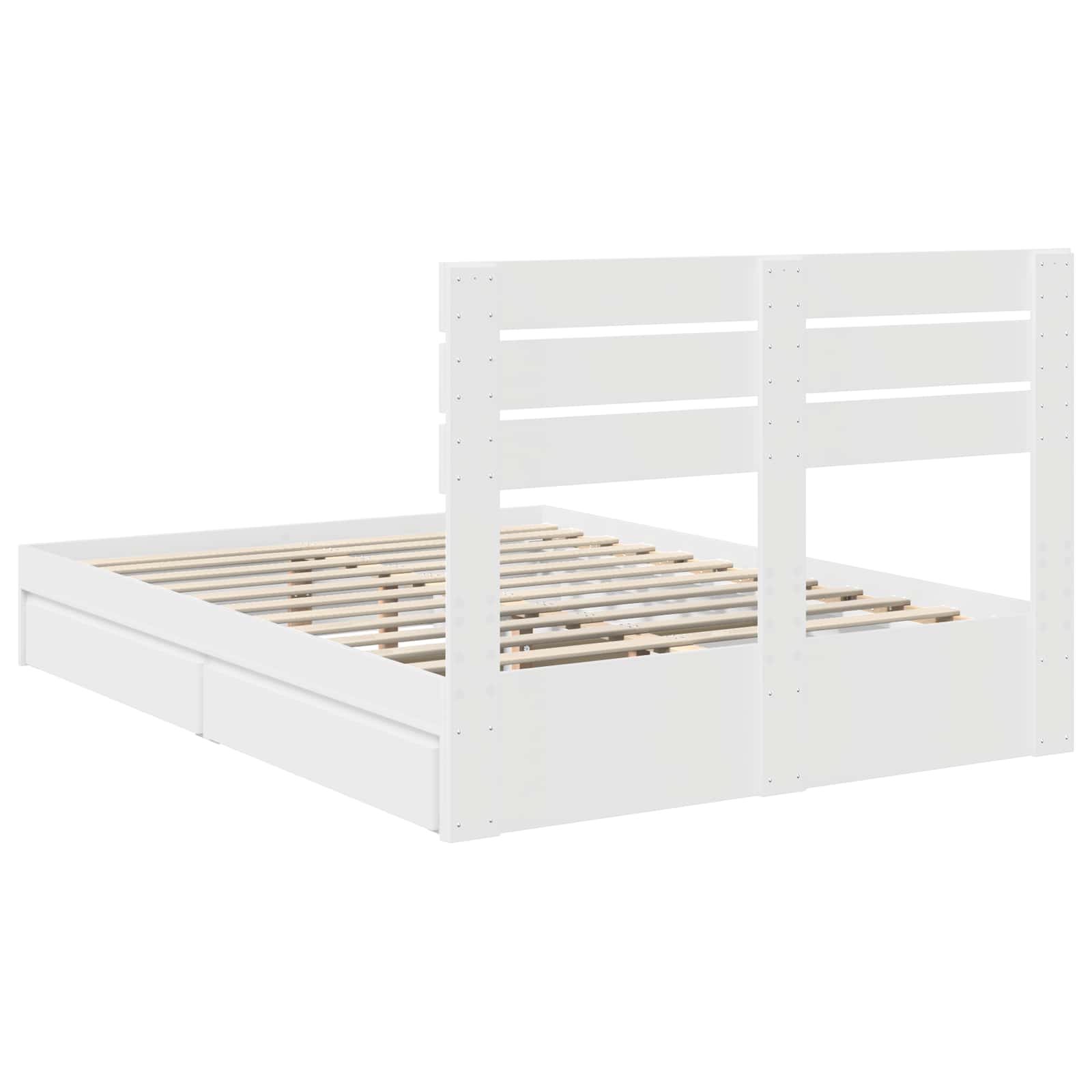 Opslag bed met hoofdeinde Wit 150 x 200 cm Bewerkt hout is nu te koop bij PeponiXL, paradijselijk wonen!