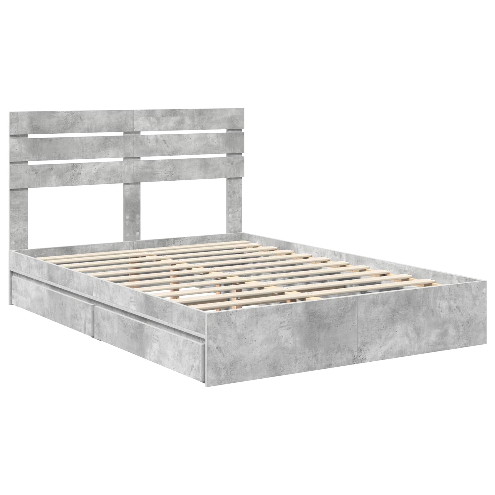 Opslag bed met hoofdeinde Beton Grijs 150 x 200 cm Bewerkt hout is nu te koop bij PeponiXL, paradijselijk wonen!