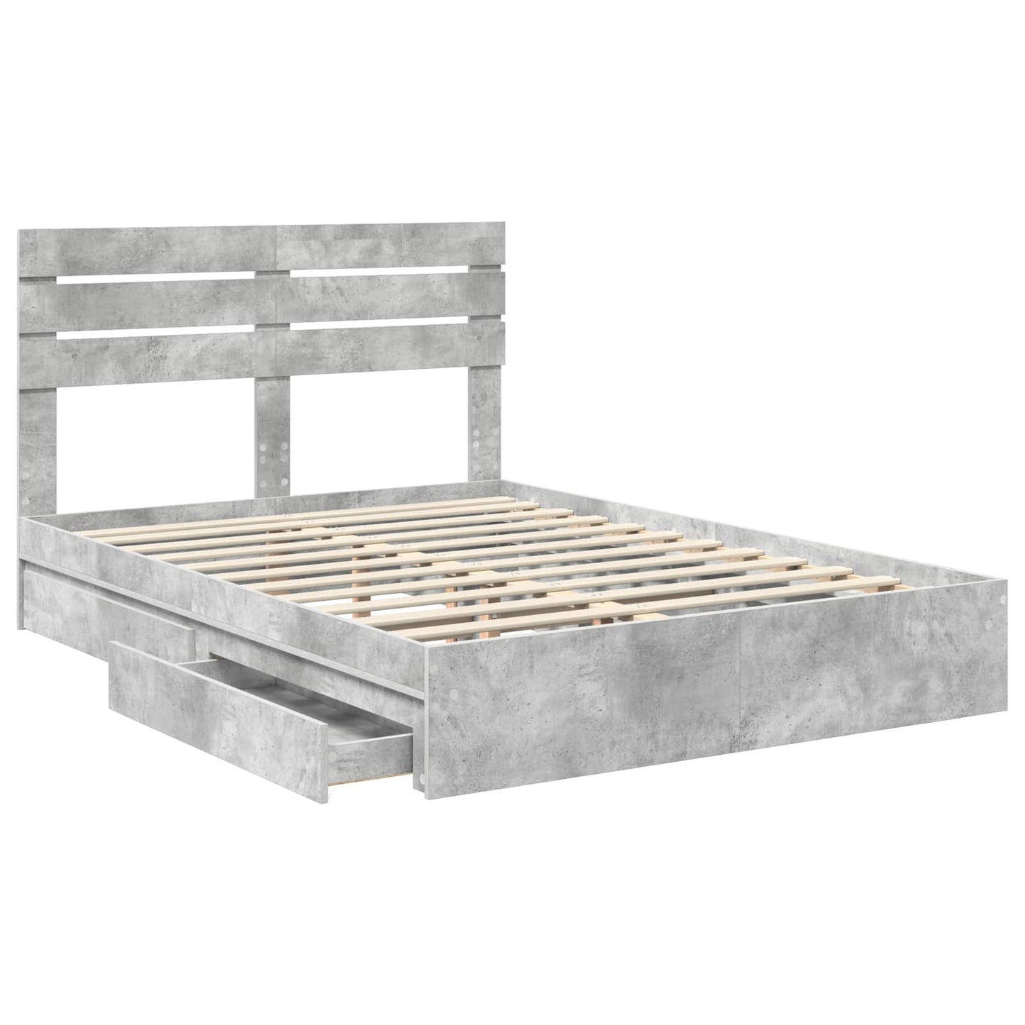 Opslag bed met hoofdeinde Beton Grijs 150 x 200 cm Bewerkt hout is nu te koop bij PeponiXL, paradijselijk wonen!