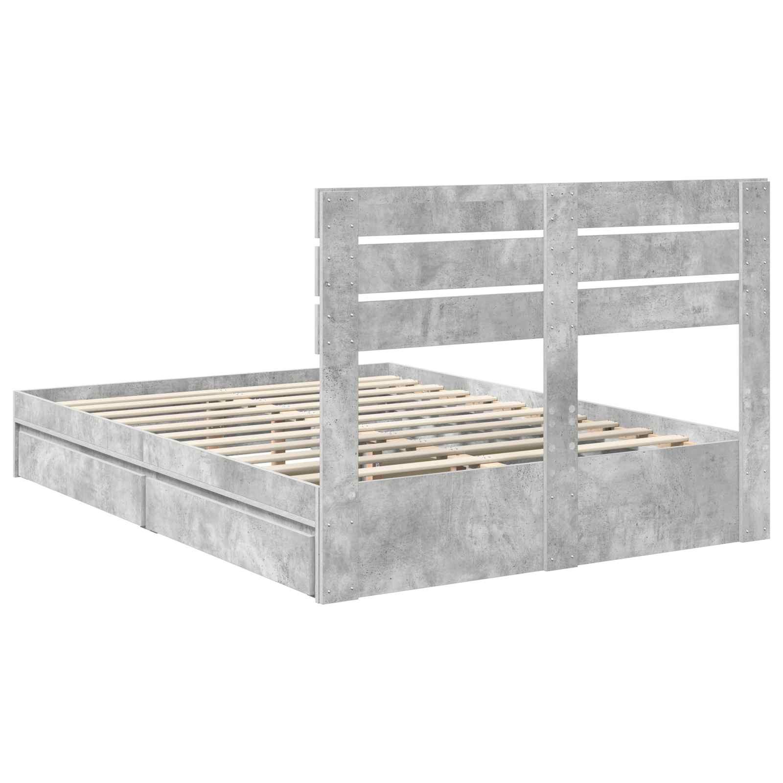 Opslag bed met hoofdeinde Beton Grijs 150 x 200 cm Bewerkt hout is nu te koop bij PeponiXL, paradijselijk wonen!