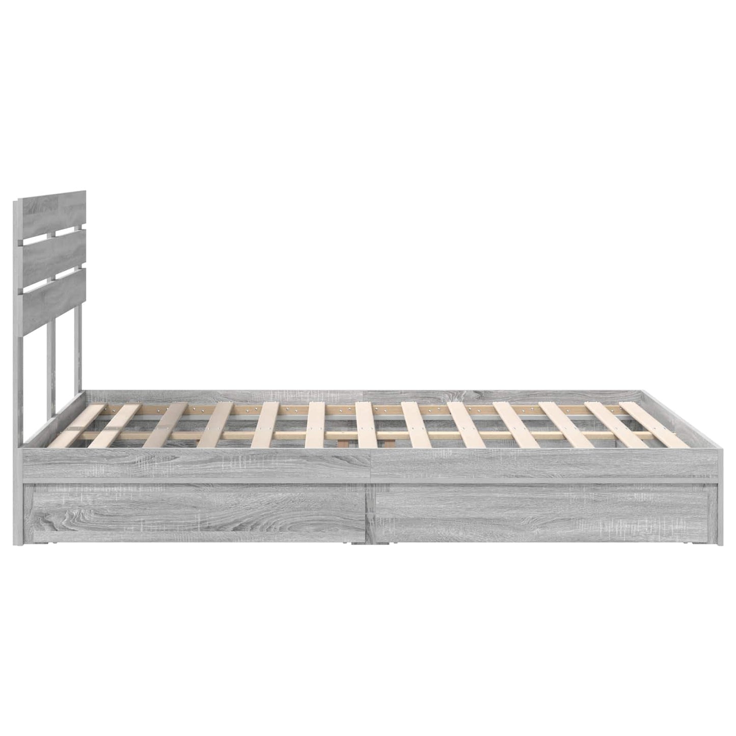 Opslag bed met lade Grijs Sonoma 150 x 200 cm Bewerkt hout is nu te koop bij PeponiXL, paradijselijk wonen!