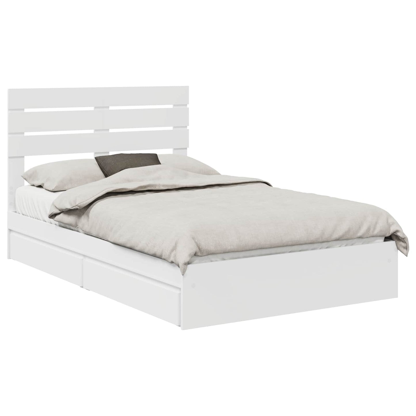 Opslag bed met lade met opslag Wit 135 x 190 cm Bewerkt hout