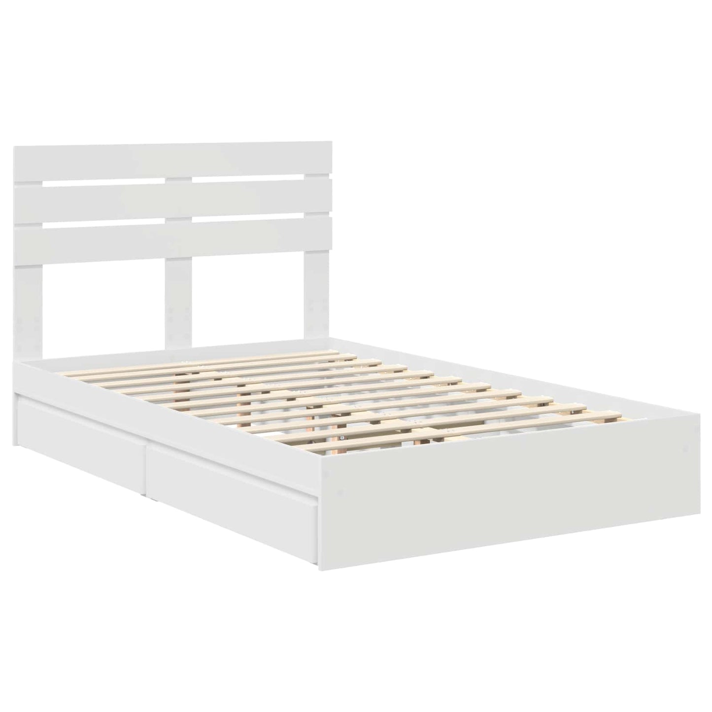 Opslag bed met lade met opslag Wit 135 x 190 cm Bewerkt hout