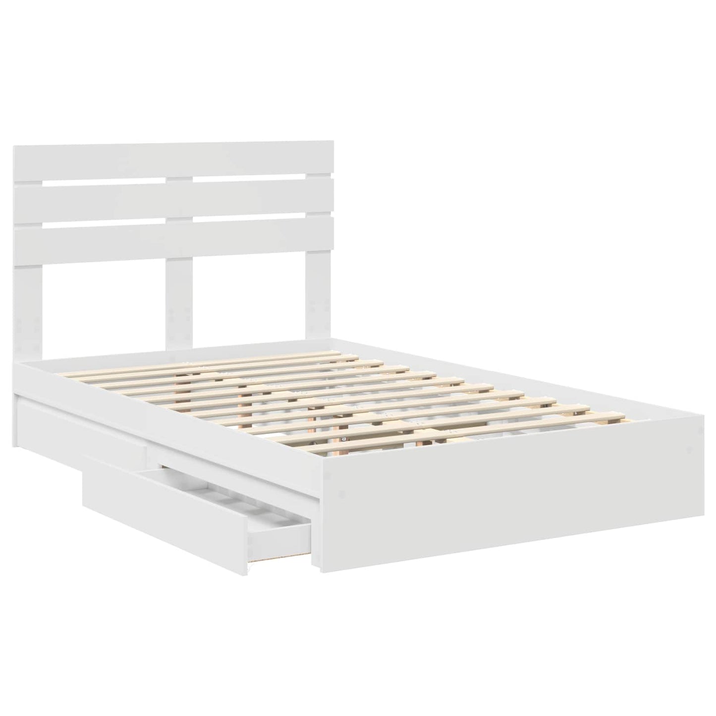 Opslag bed met lade met opslag Wit 135 x 190 cm Bewerkt hout