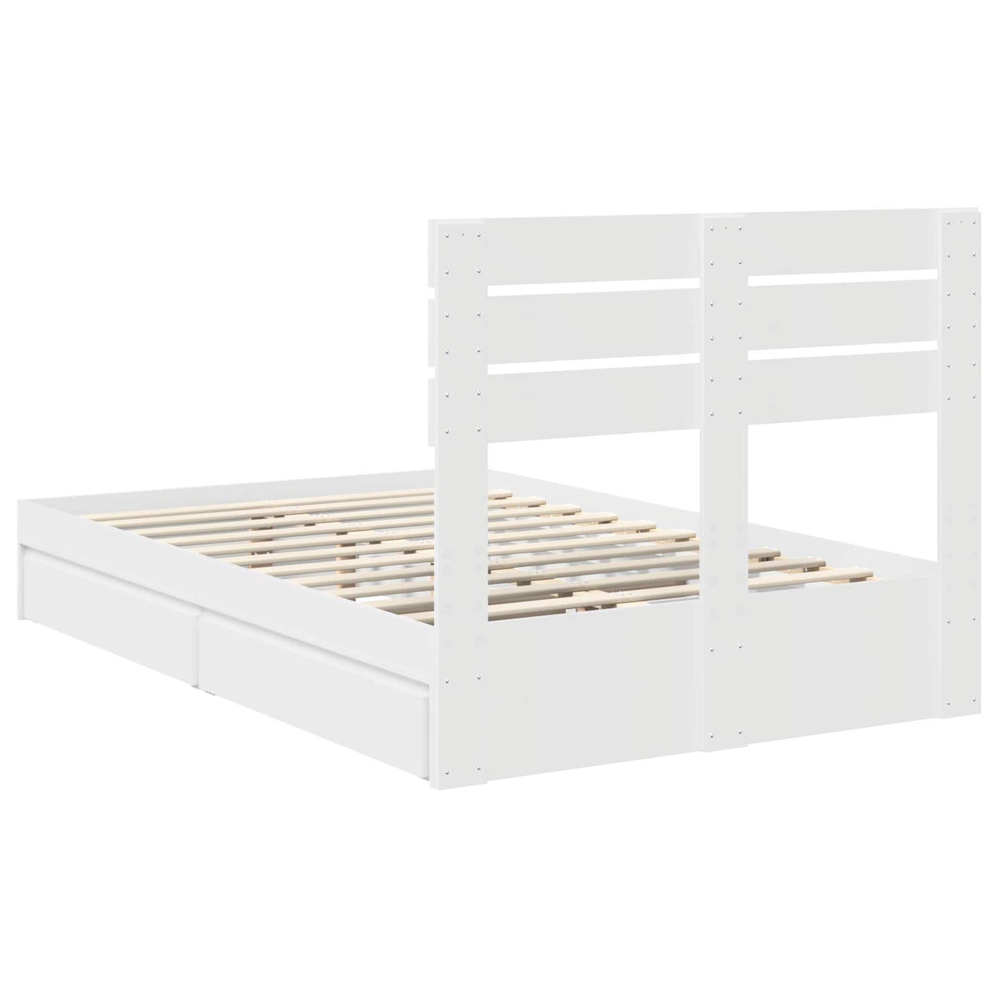Opslag bed met lade met opslag Wit 135 x 190 cm Bewerkt hout