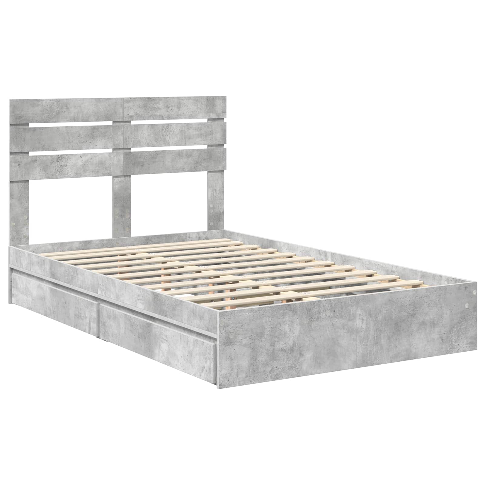 Opslag bed met hoofdeinde Beton Grijs 135 x 190 cm Bewerkt hout is nu te koop bij PeponiXL, paradijselijk wonen!