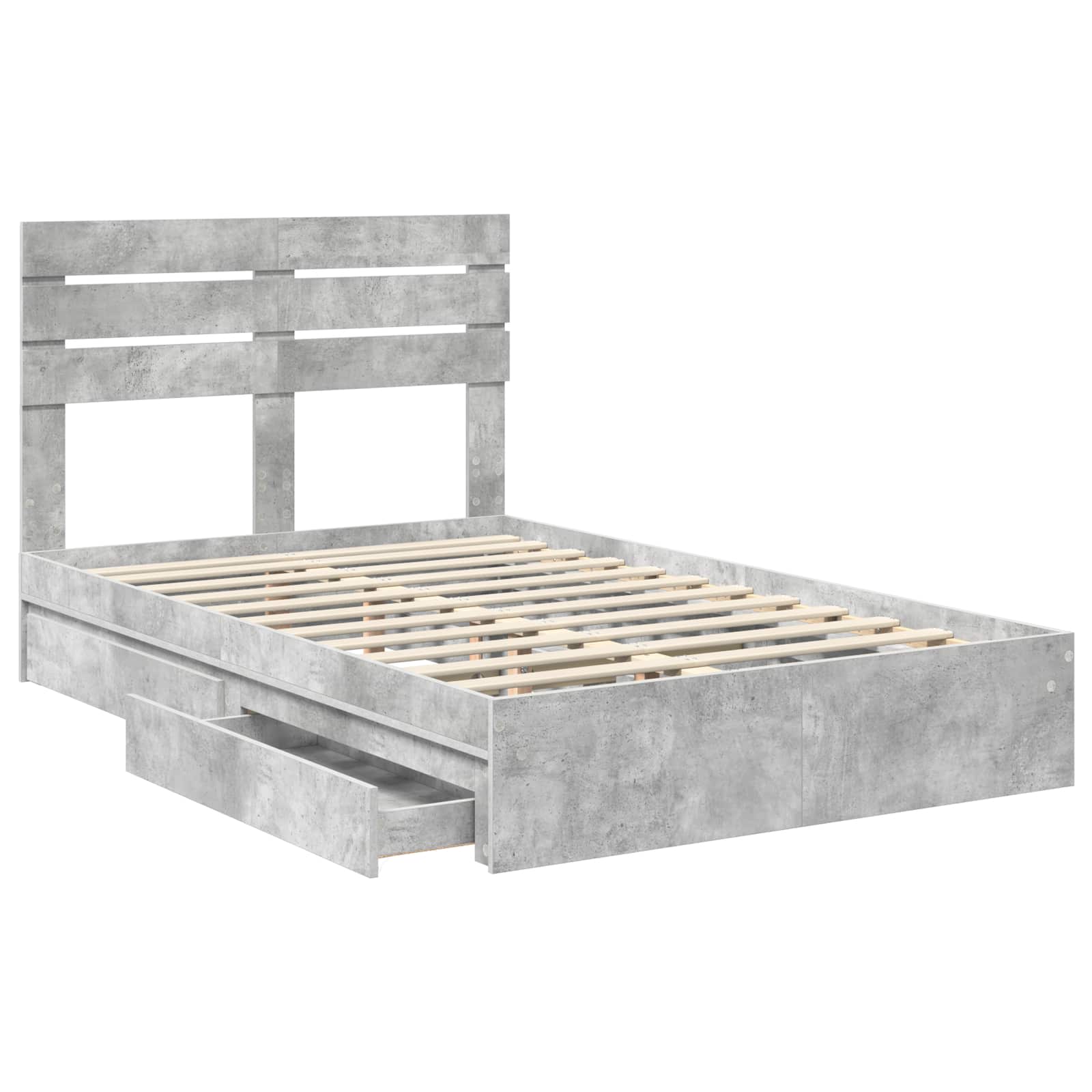Opslag bed met hoofdeinde Beton Grijs 135 x 190 cm Bewerkt hout is nu te koop bij PeponiXL, paradijselijk wonen!
