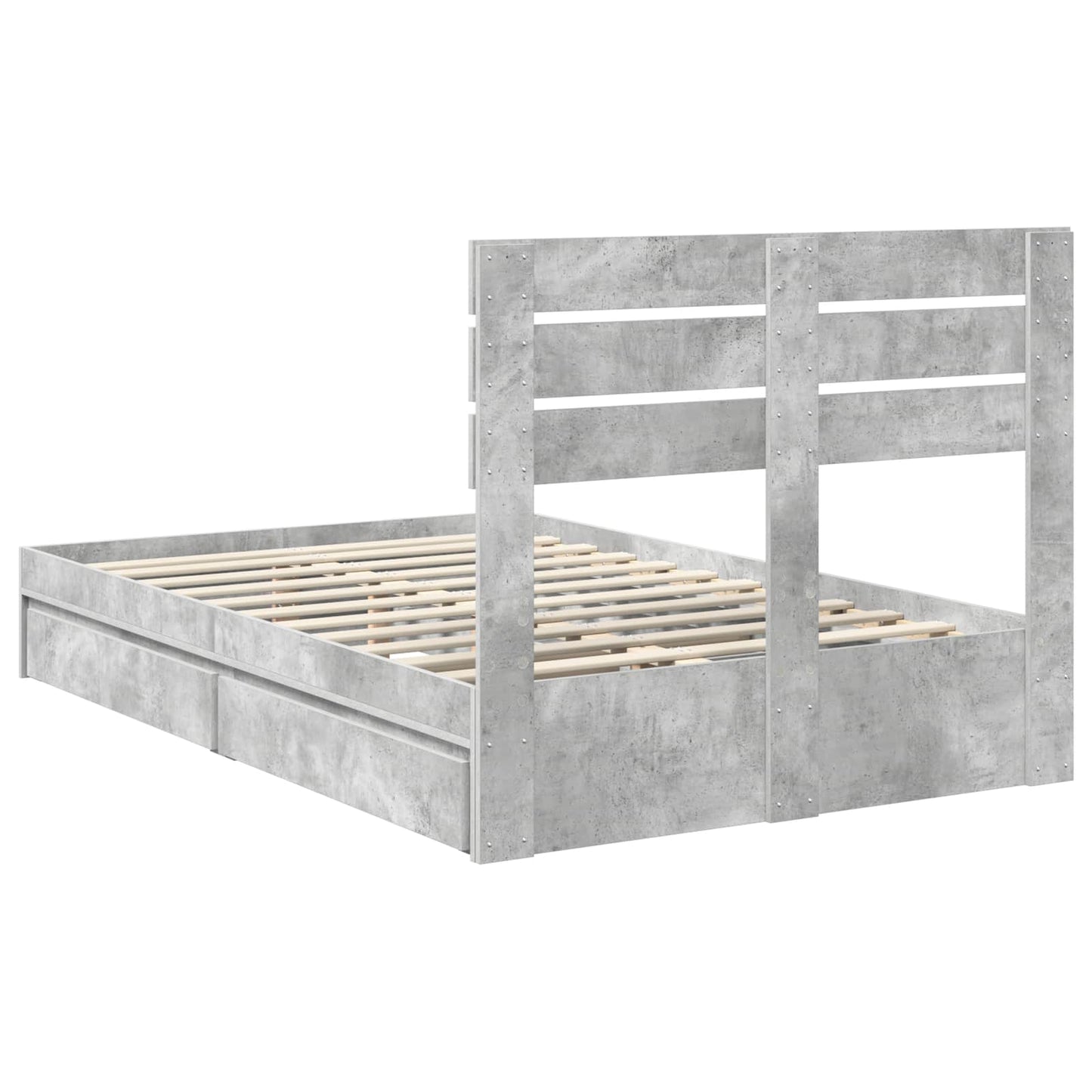 Opslag bed met hoofdeinde Beton Grijs 135 x 190 cm Bewerkt hout is nu te koop bij PeponiXL, paradijselijk wonen!