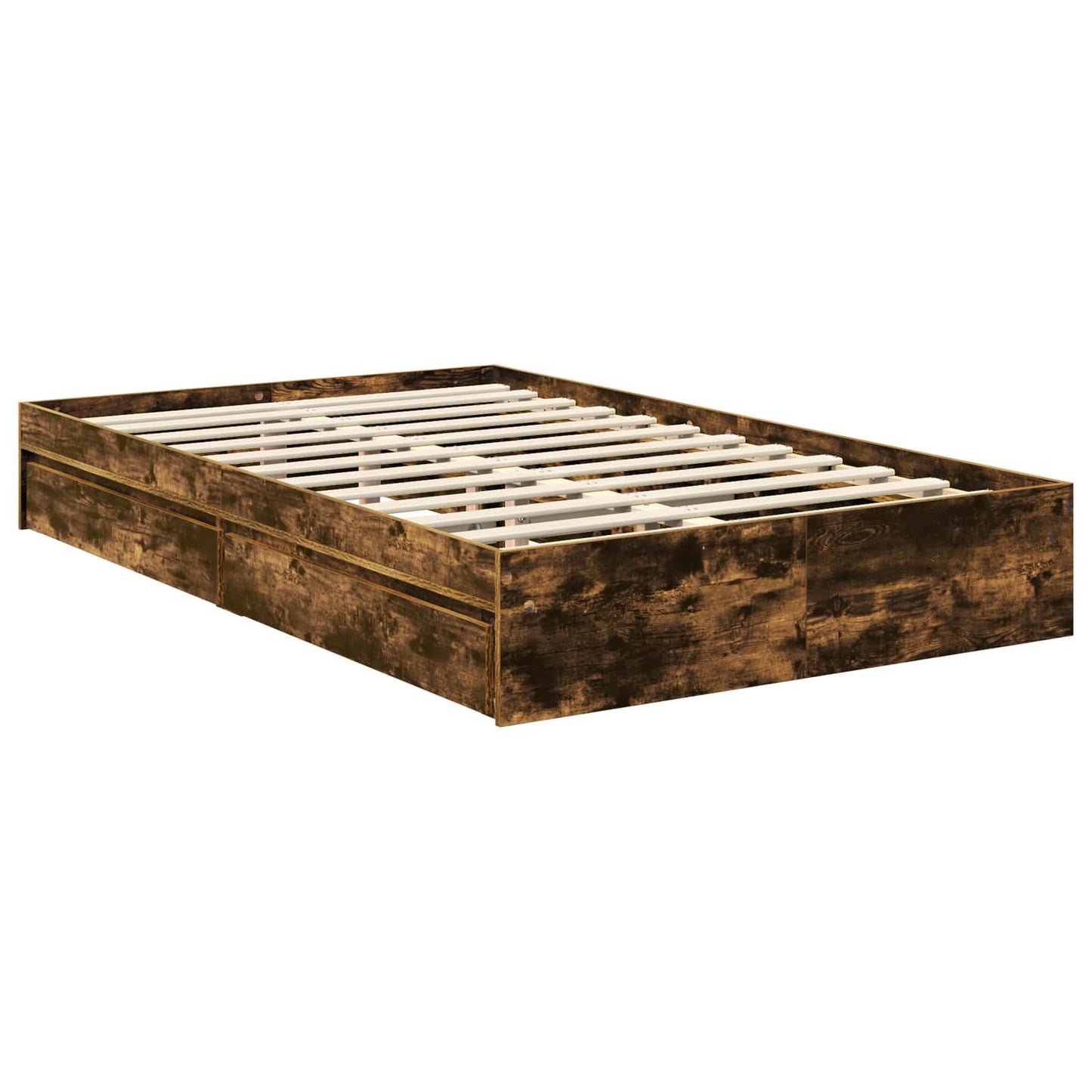 Opslag bed met lade Gerookt eiken 120 x 190 cm Bewerkt hout