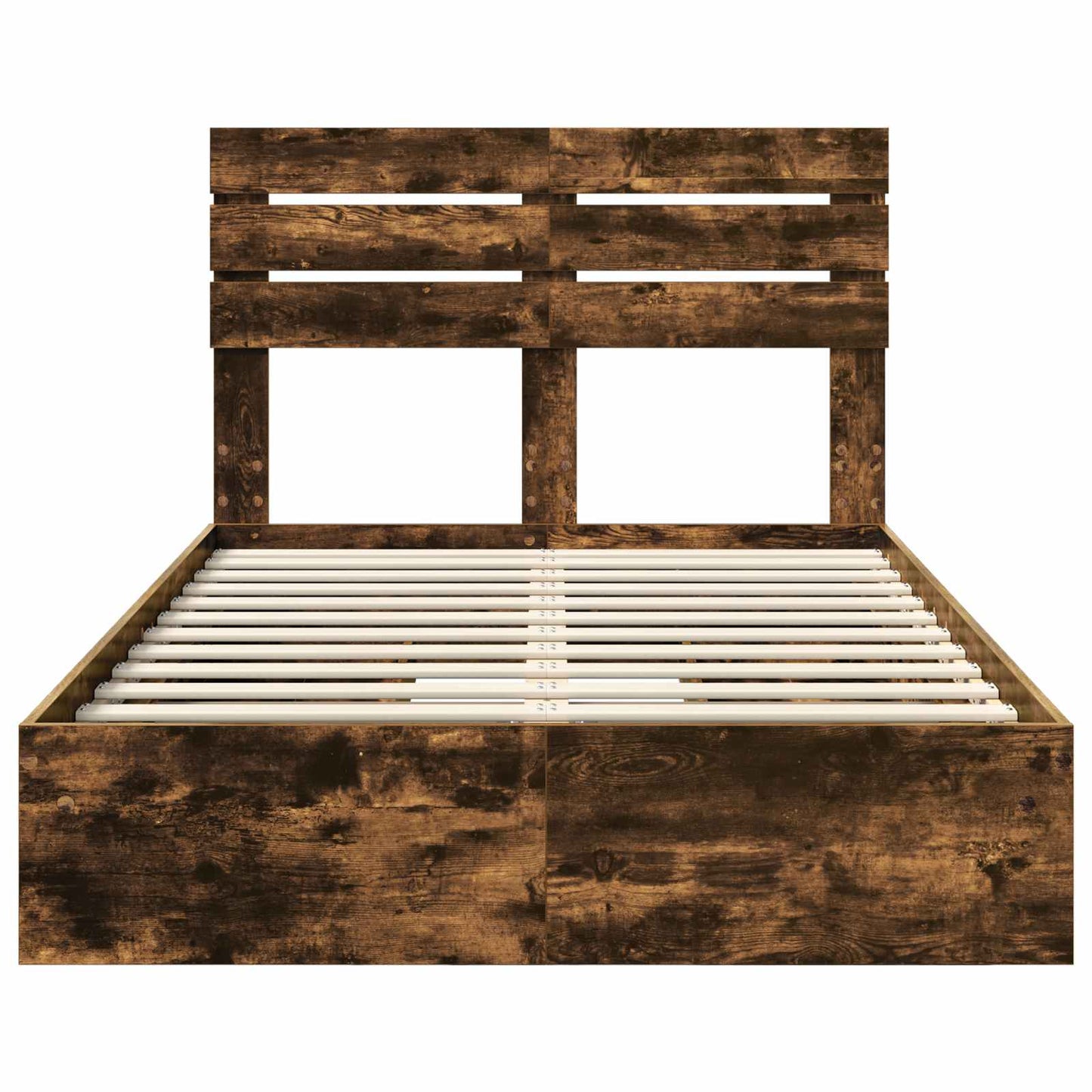 Opslag bed met lade Gerookt eiken 120 x 190 cm Bewerkt hout