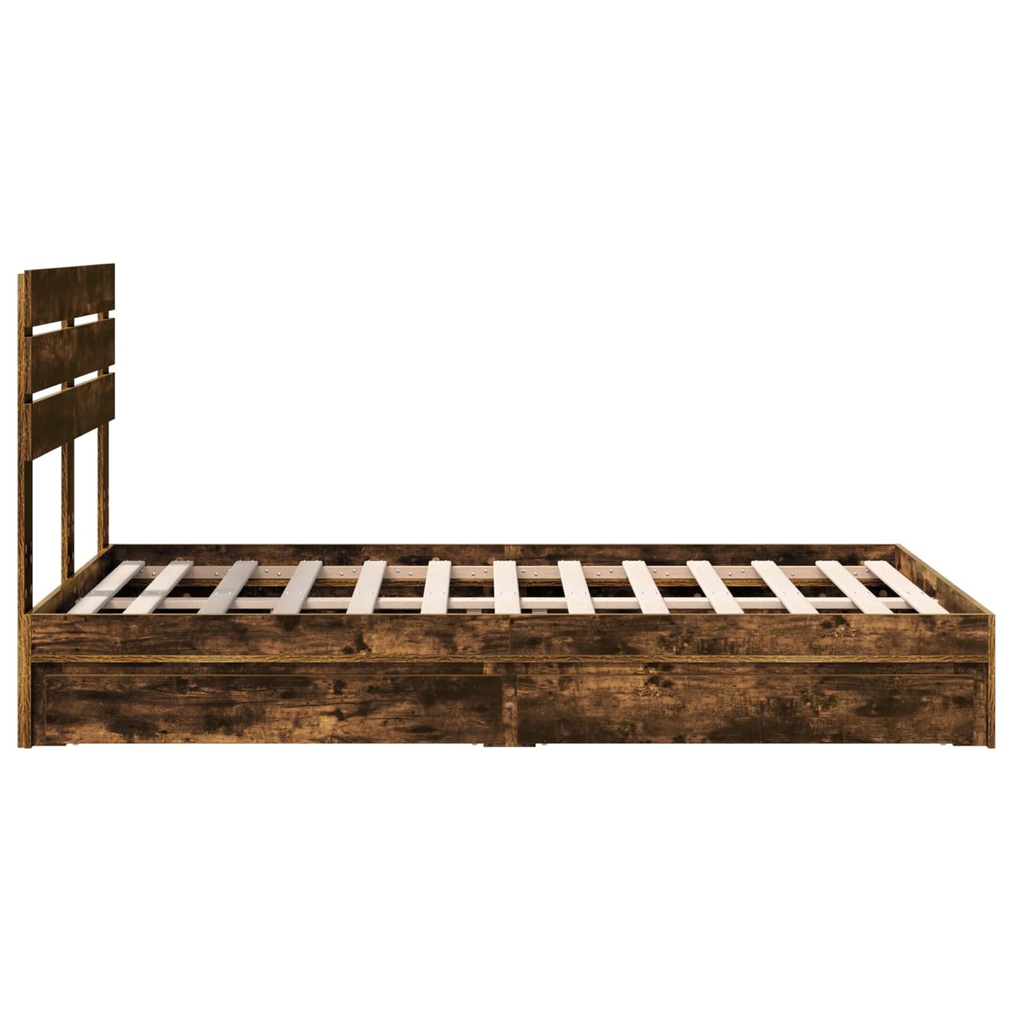 Opslag bed met lade Gerookt eiken 120 x 190 cm Bewerkt hout