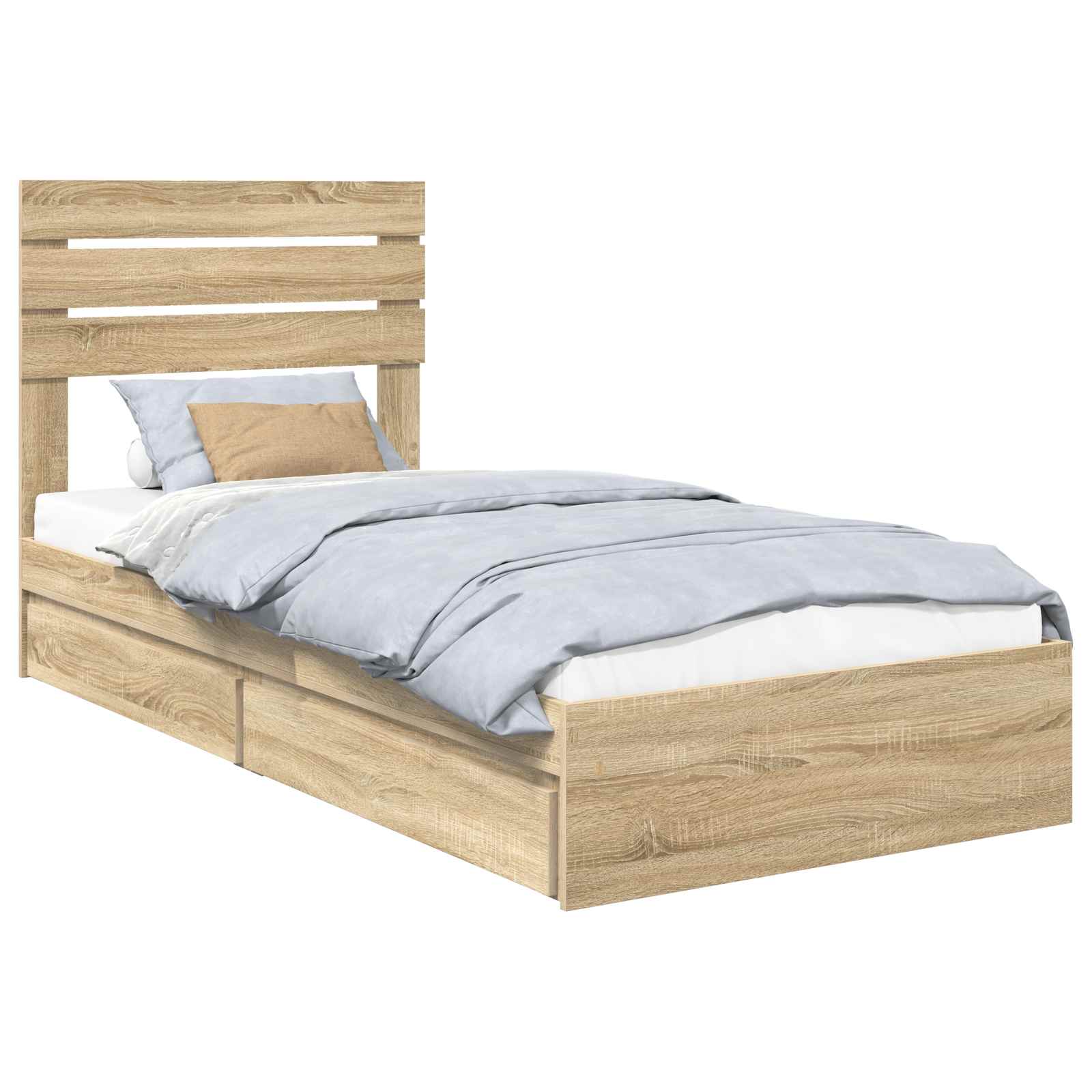 Opslag bed met lade Sonoma Eiken 100 x 200 cm Bewerkt hout is nu te koop bij PeponiXL, paradijselijk wonen!