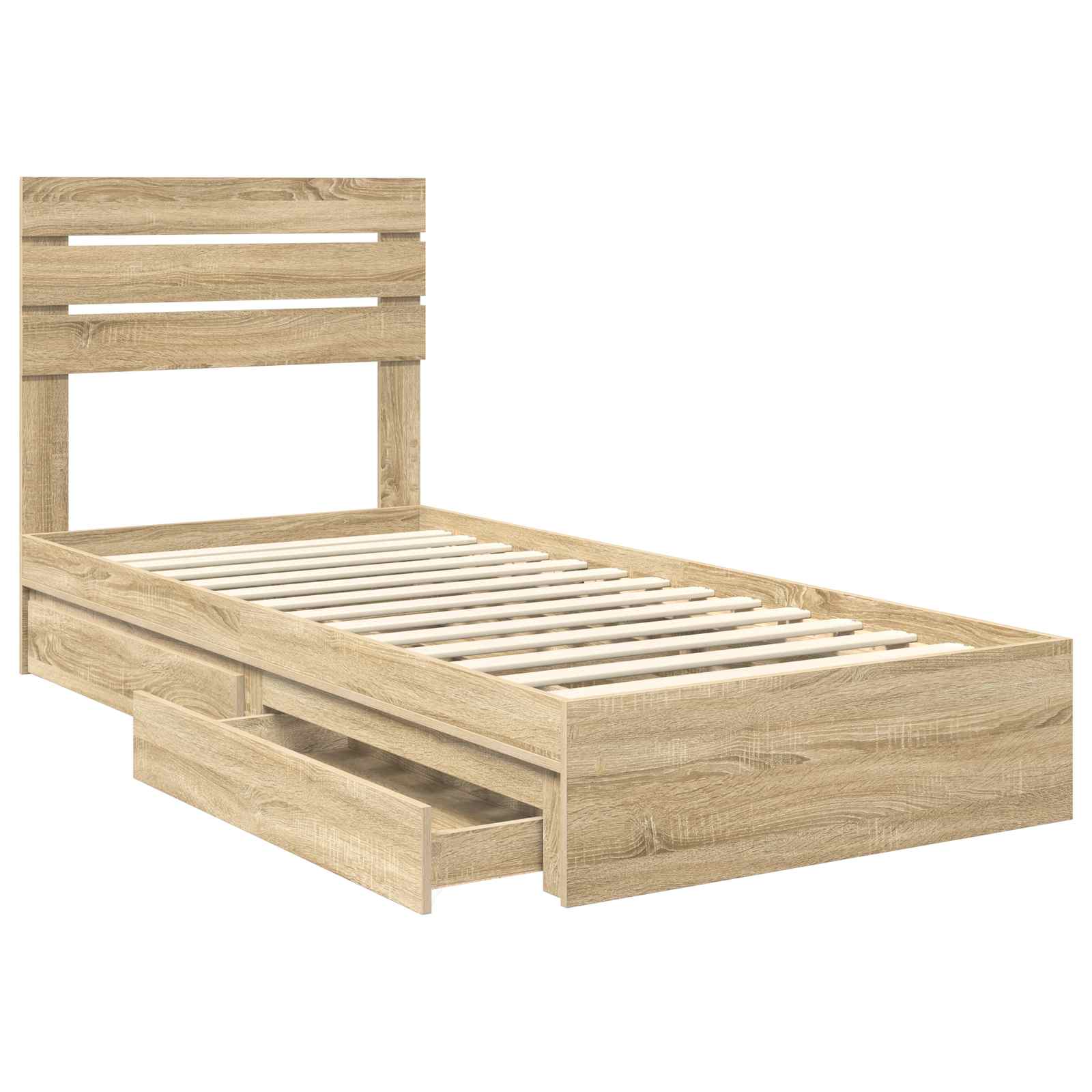 Opslag bed met lade Sonoma Eiken 100 x 200 cm Bewerkt hout is nu te koop bij PeponiXL, paradijselijk wonen!