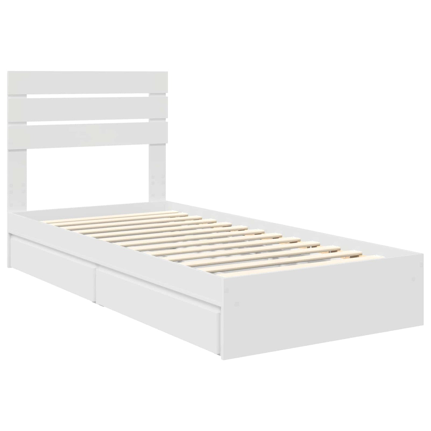 Opslag bed met hoofdeinde met lade Wit 90 x 190 cm Bewerkt hout is nu te koop bij PeponiXL, paradijselijk wonen!