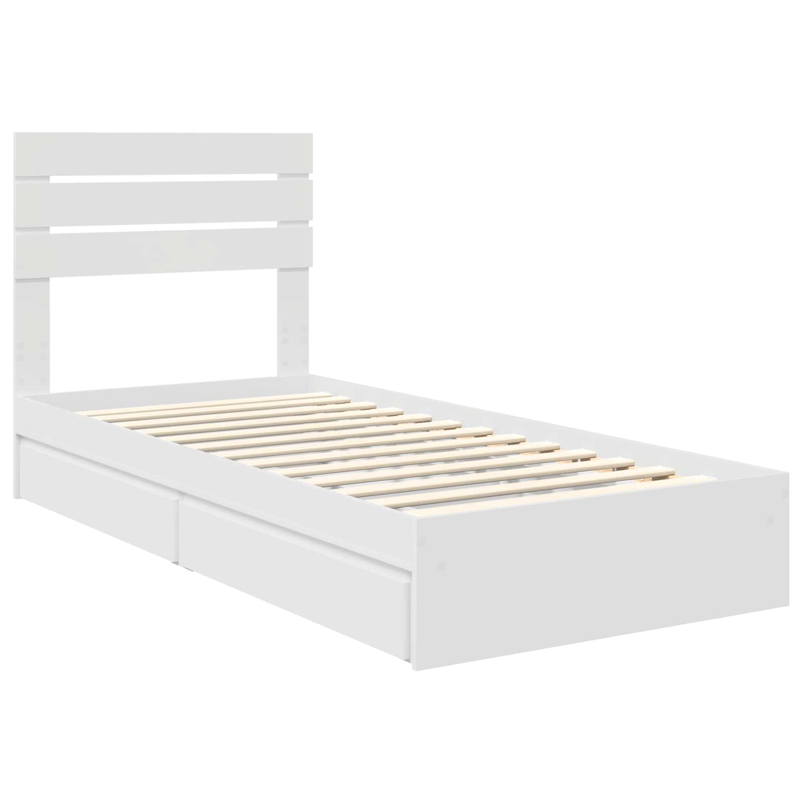Opslag bed met hoofdeinde met lade Wit 90 x 190 cm Bewerkt hout is nu te koop bij PeponiXL, paradijselijk wonen!