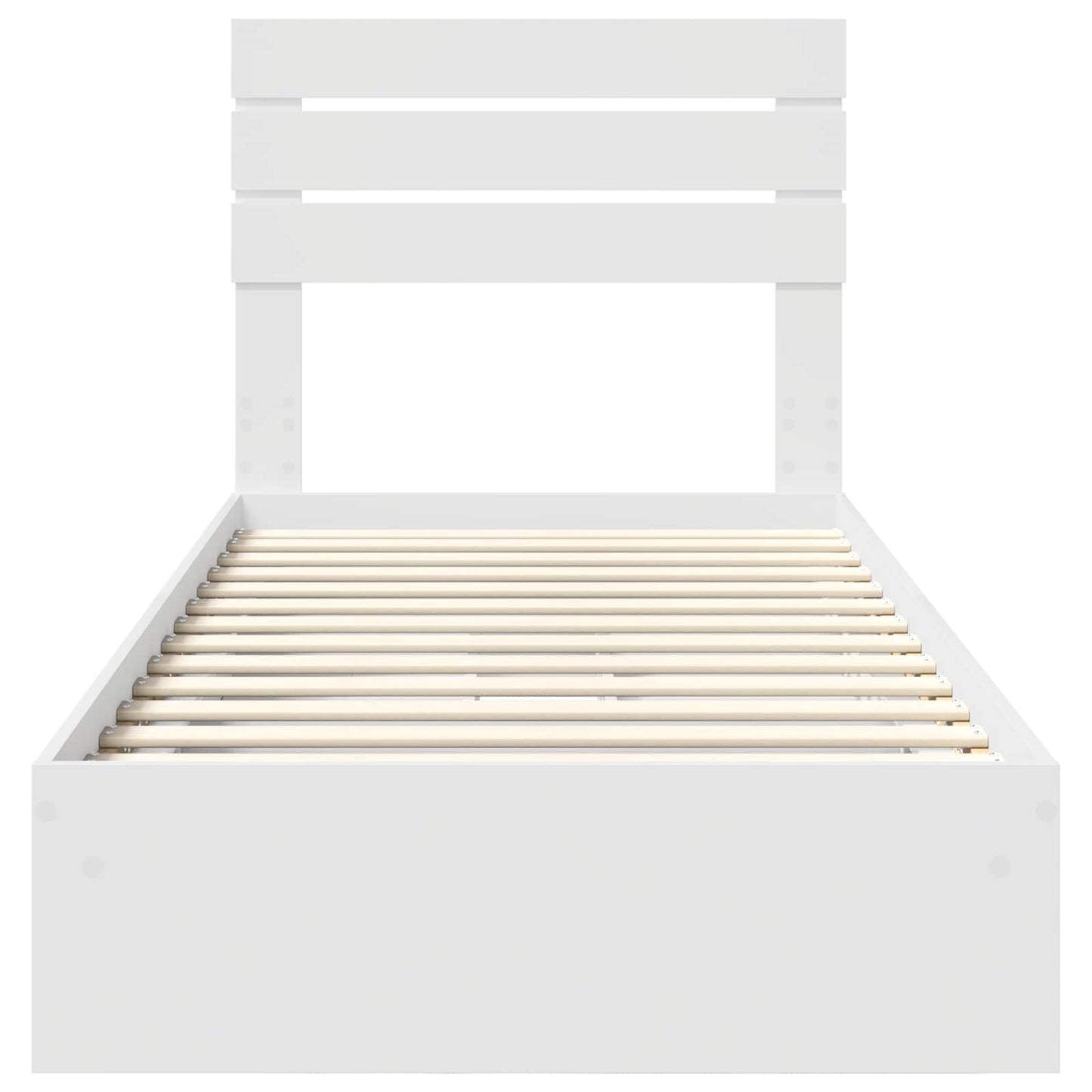 Opslag bed met hoofdeinde met lade Wit 90 x 190 cm Bewerkt hout is nu te koop bij PeponiXL, paradijselijk wonen!