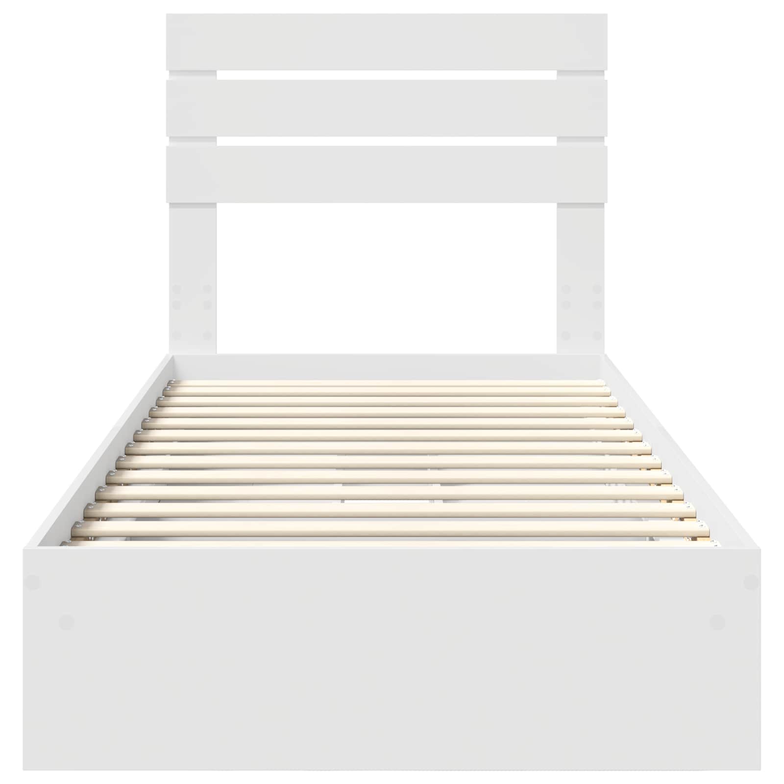 Opslag bed met hoofdeinde met lade Wit 90 x 190 cm Bewerkt hout is nu te koop bij PeponiXL, paradijselijk wonen!