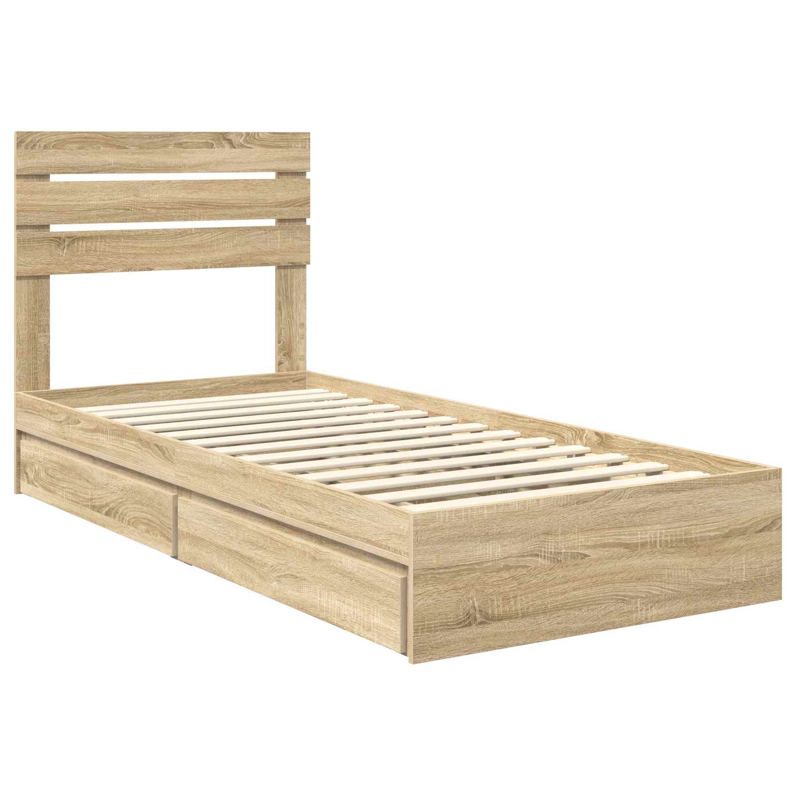 Opslag bed met hoofdeinde Sonoma Eiken 75 x 190 cm Bewerkt hout is nu te koop bij PeponiXL, paradijselijk wonen!