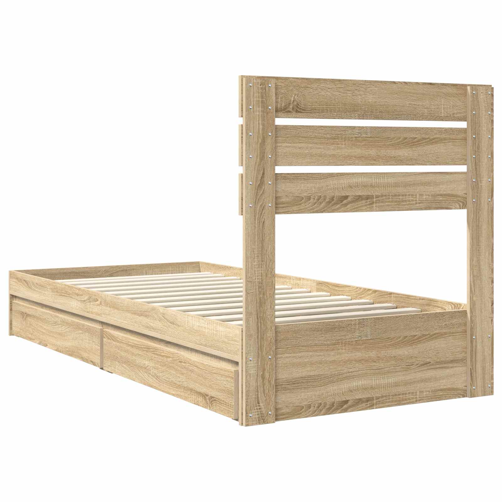 Opslag bed met hoofdeinde Sonoma Eiken 75 x 190 cm Bewerkt hout is nu te koop bij PeponiXL, paradijselijk wonen!