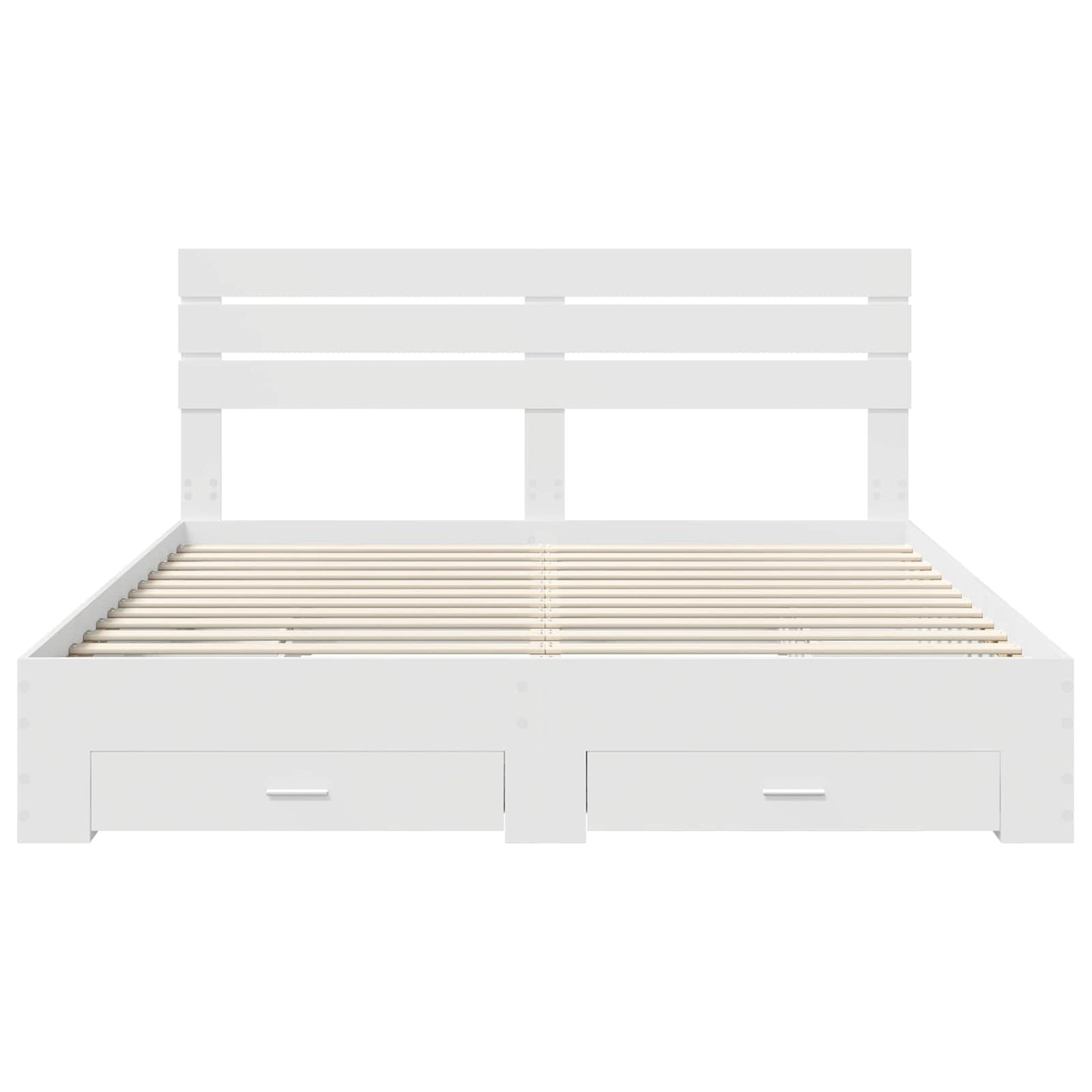 Bedframe met hoofdeinde met lade Wit 200 x 200 cm Bewerkt hout is nu te koop bij PeponiXL, paradijselijk wonen!