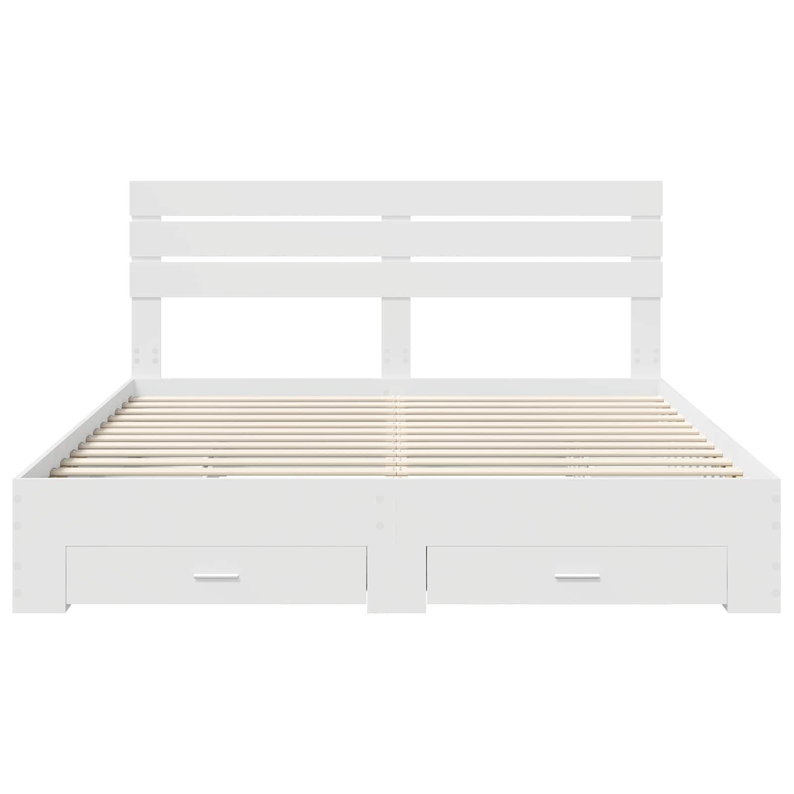 Bedframe met hoofdeinde met lade Wit 200 x 200 cm Bewerkt hout is nu te koop bij PeponiXL, paradijselijk wonen!