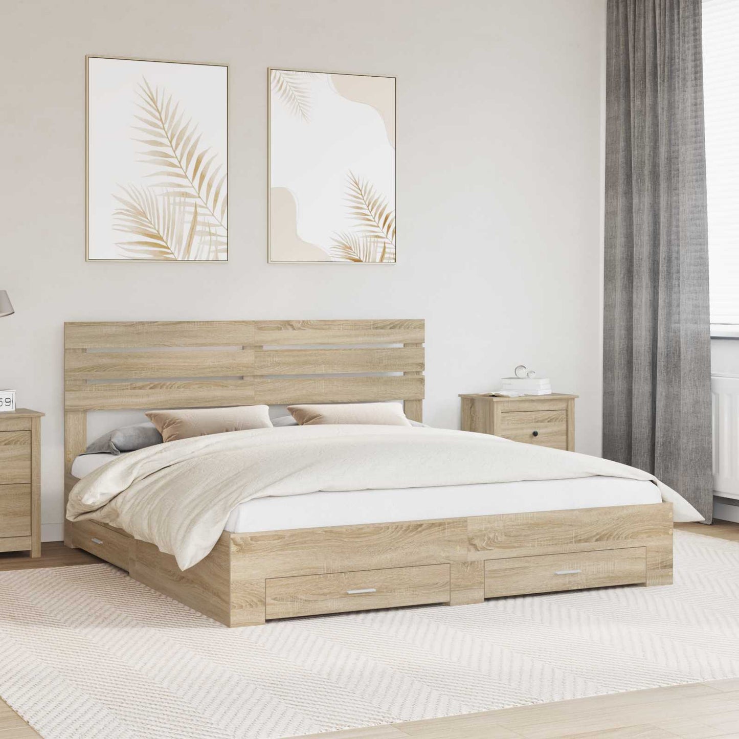 Bedframe met lade met hoofdeinde met opslag Bewerkt hout is nu te koop bij PeponiXL, paradijselijk wonen!