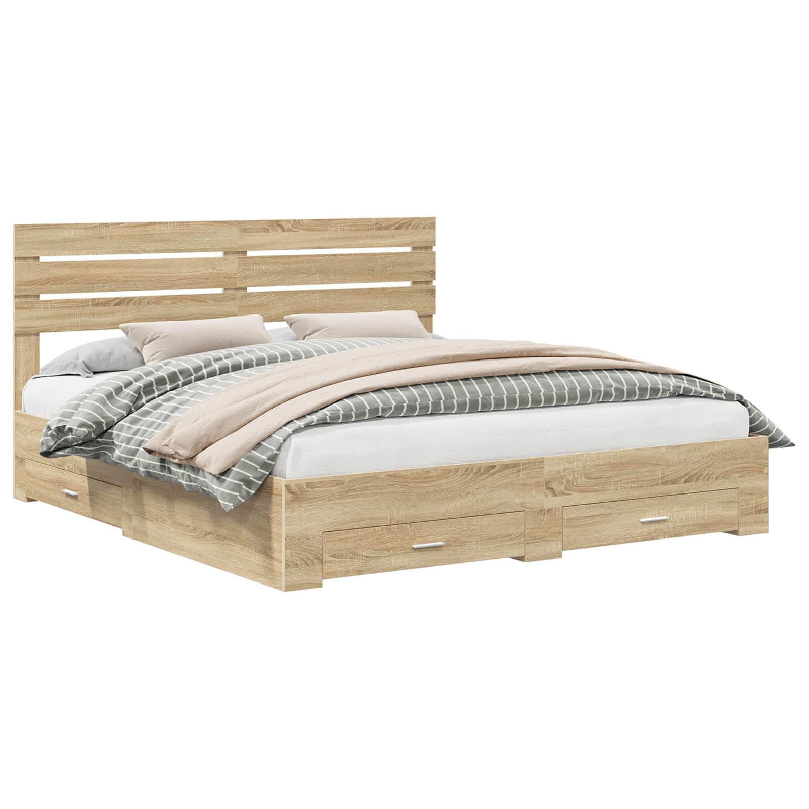 Bedframe met lade met hoofdeinde met opslag Bewerkt hout is nu te koop bij PeponiXL, paradijselijk wonen!