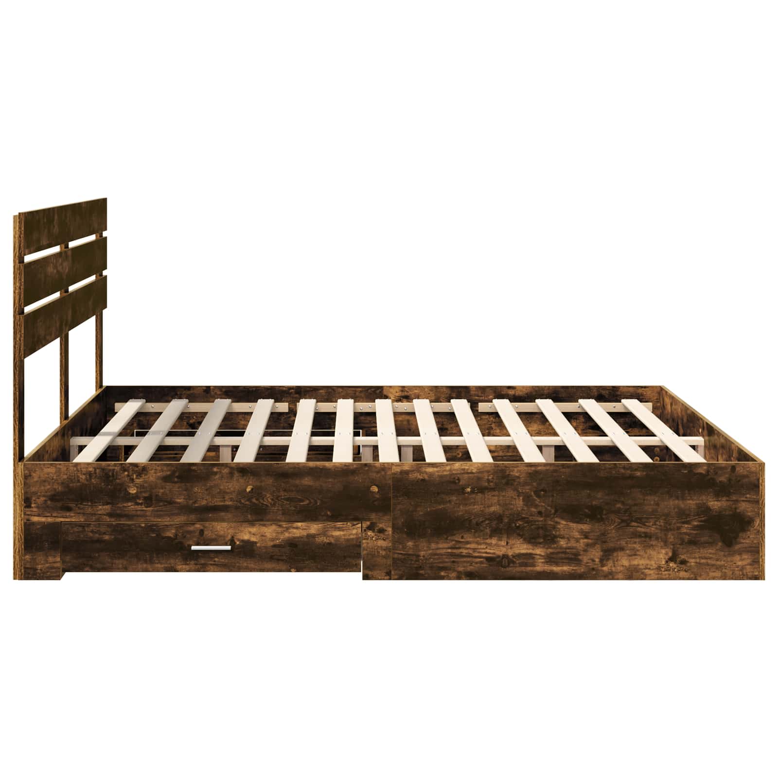 Bedframe met hoofdeinde Gerookt eiken 200 x 200 cm Bewerkt hout is nu te koop bij PeponiXL, paradijselijk wonen!