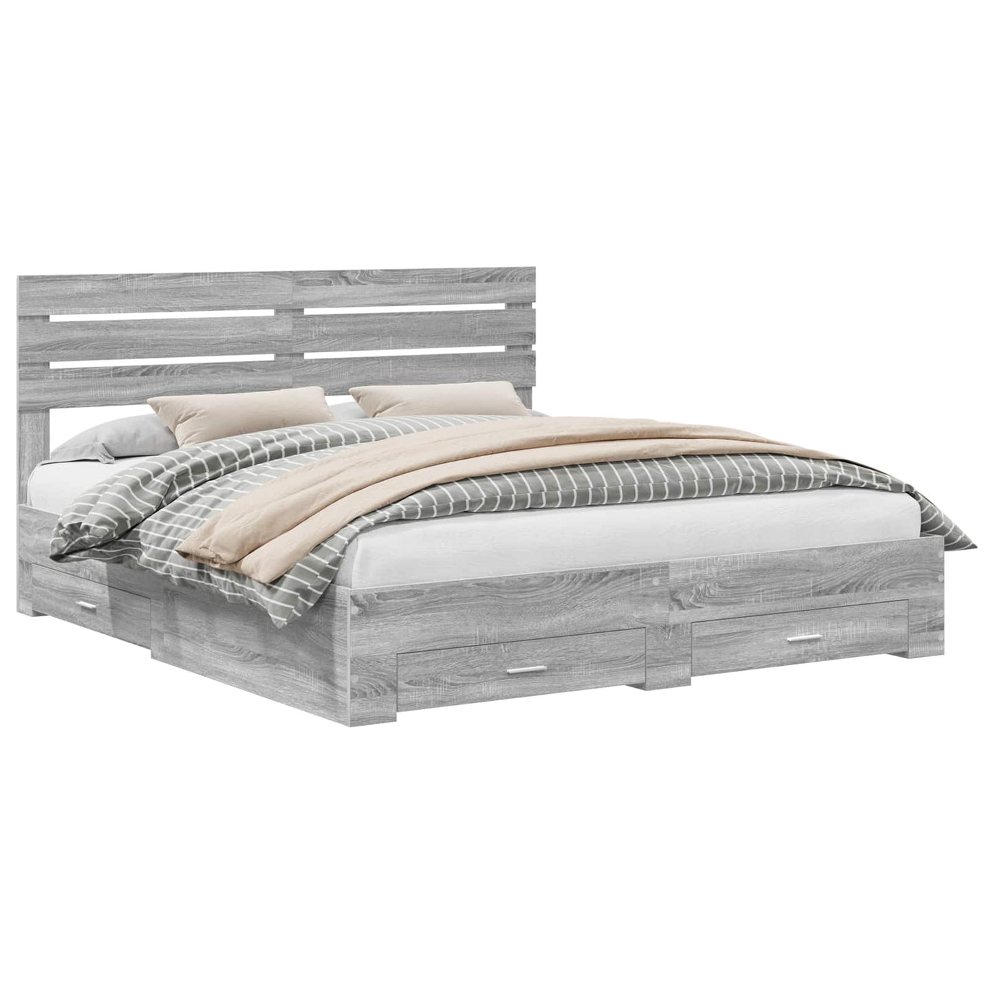 Bedframe met lade Grijs Sonoma 200 x 200 cm Bewerkt hout