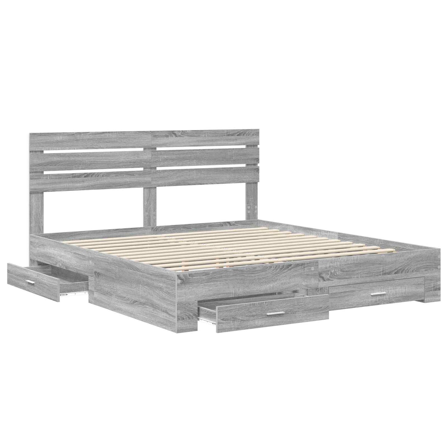 Bedframe met lade Grijs Sonoma 200 x 200 cm Bewerkt hout