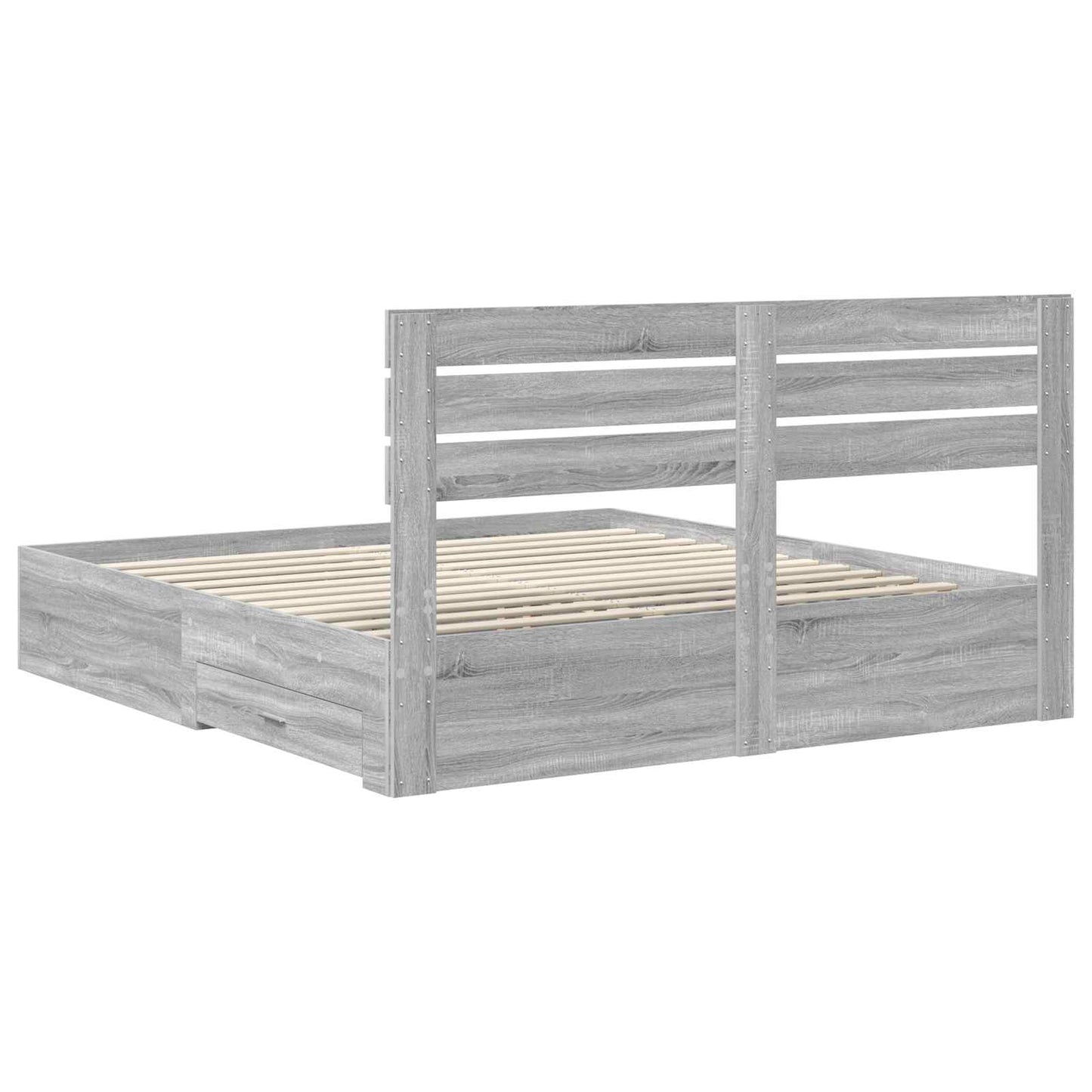 Bedframe met lade Grijs Sonoma 200 x 200 cm Bewerkt hout