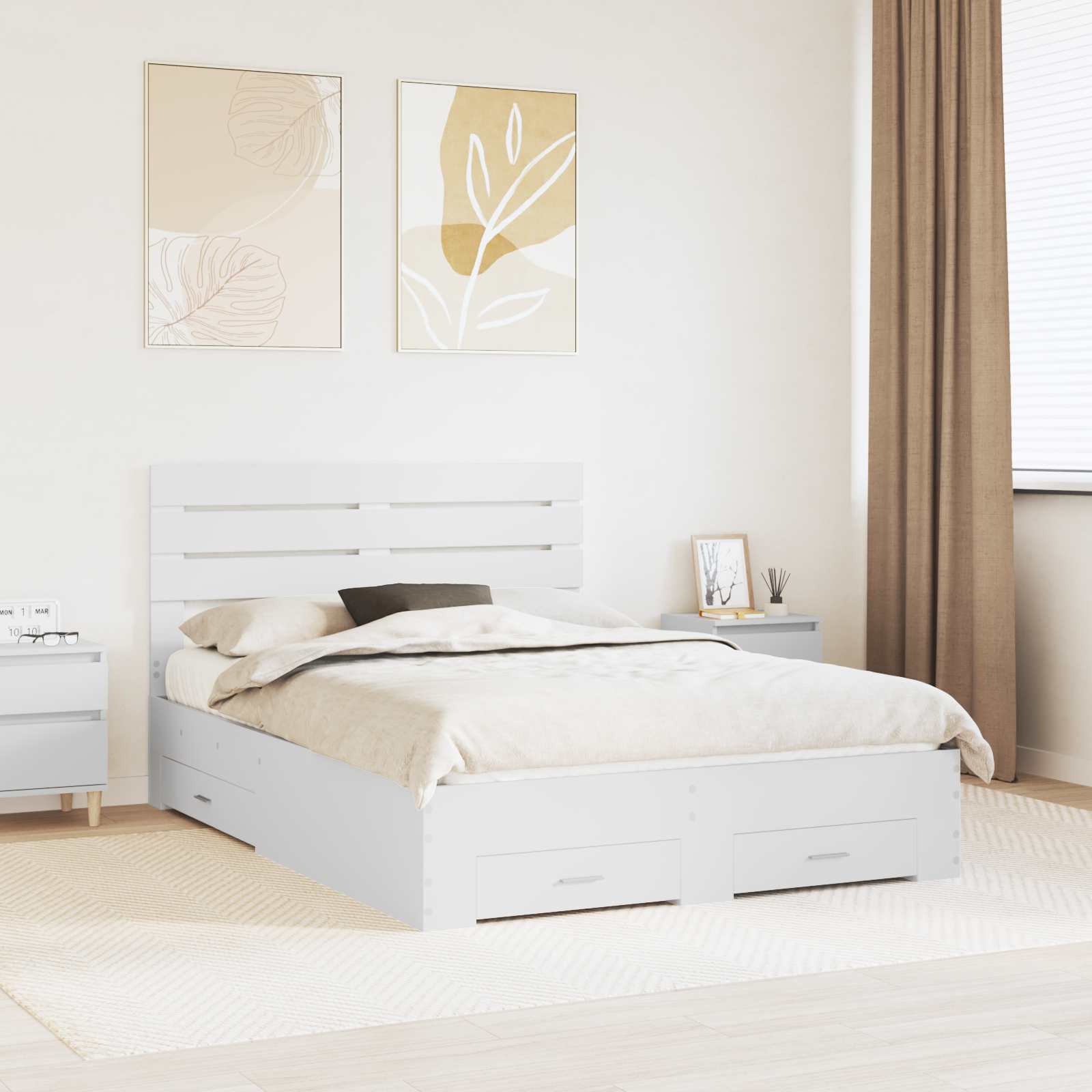 Bedframe met lade met hoofdeinde met opslag Bewerkt hout is nu te koop bij PeponiXL, paradijselijk wonen!