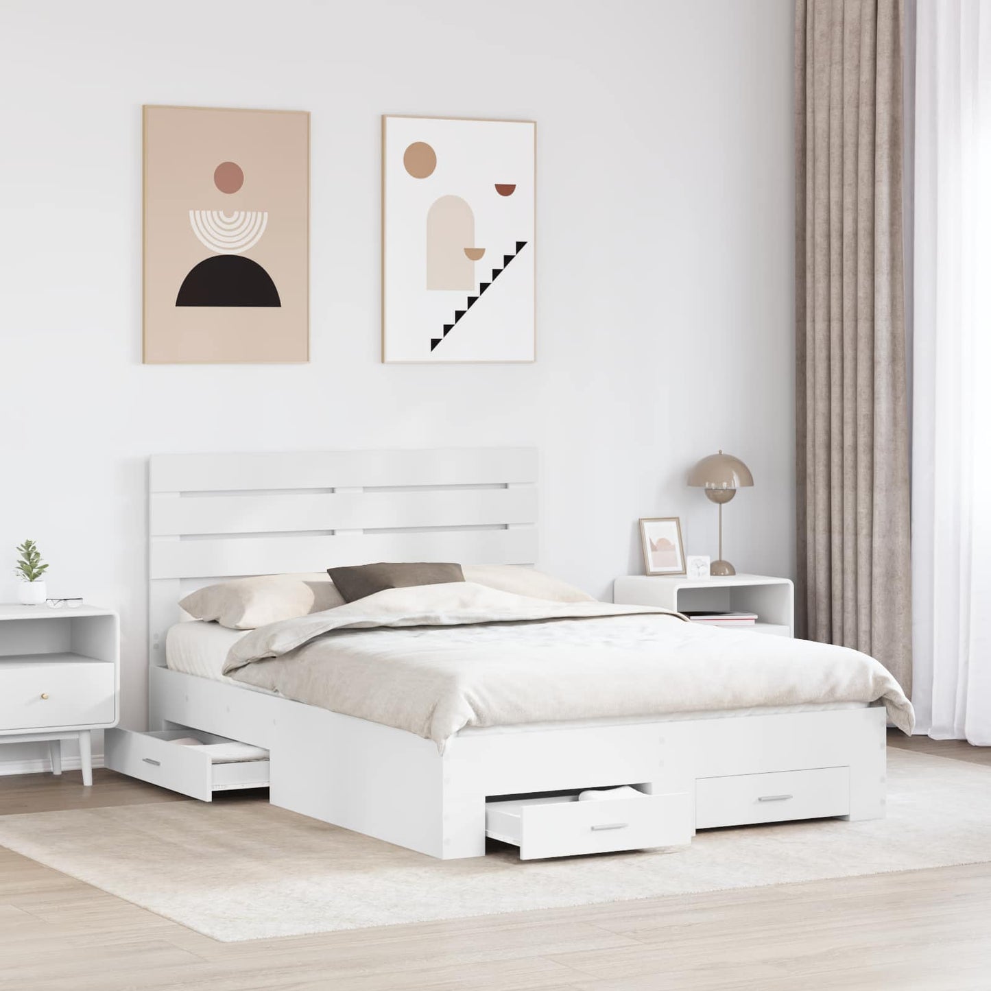 Bedframe met lade met hoofdeinde met opslag Bewerkt hout is nu te koop bij PeponiXL, paradijselijk wonen!