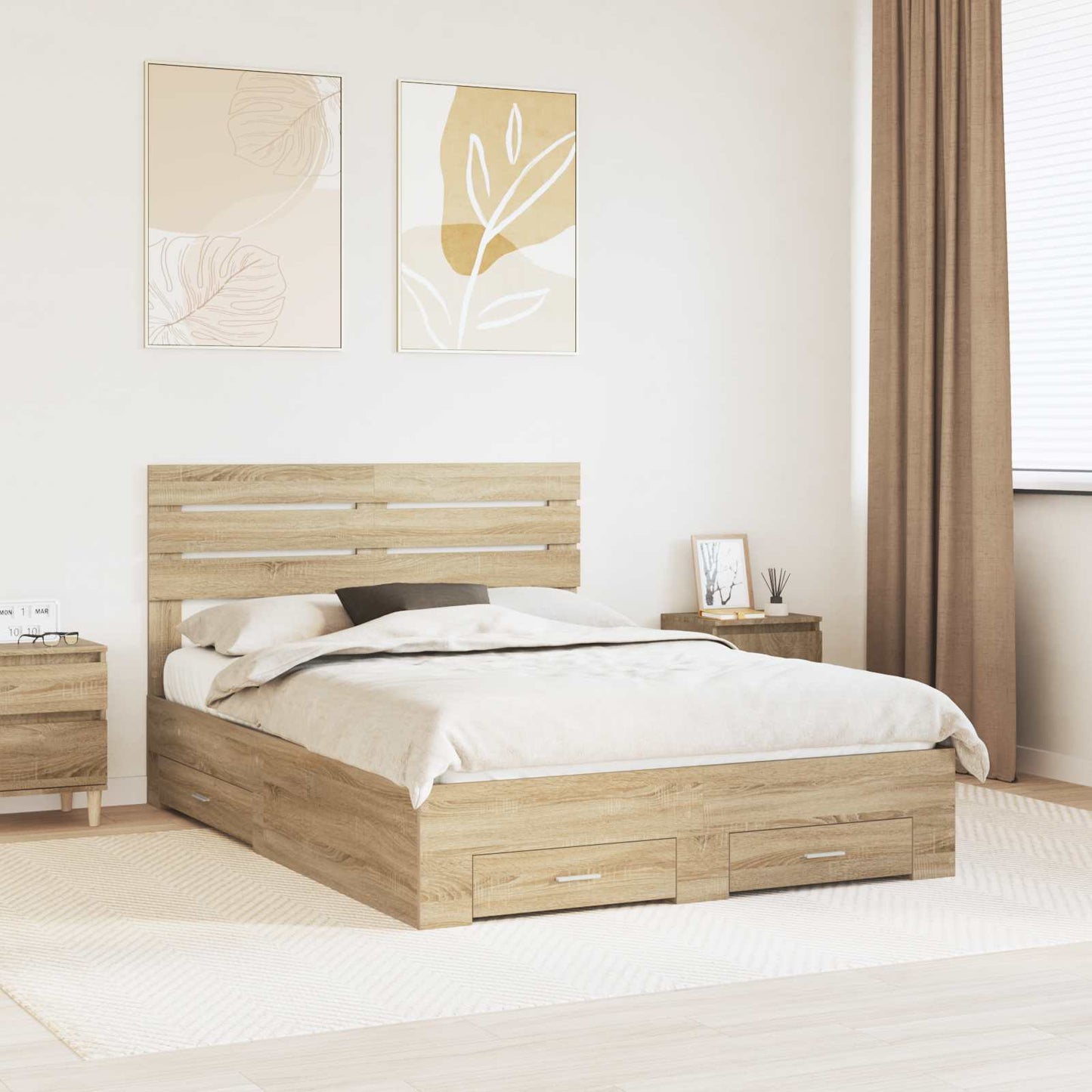 Bedframe met lade met hoofdeinde met opslag Bewerkt hout is nu te koop bij PeponiXL, paradijselijk wonen!