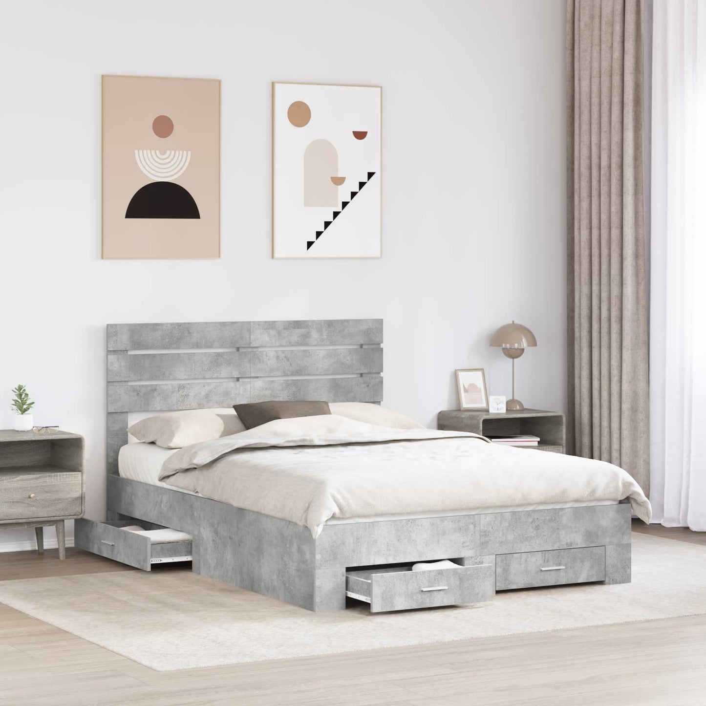 Bedframe met lade met hoofdeinde met opslag Bewerkt hout is nu te koop bij PeponiXL, paradijselijk wonen!