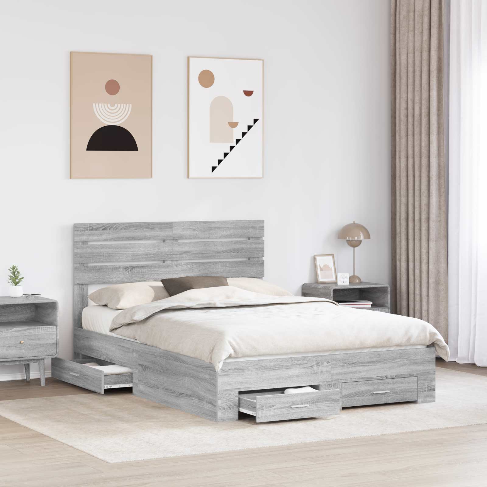 Bedframe met lade met hoofdeinde met opslag Bewerkt hout is nu te koop bij PeponiXL, paradijselijk wonen!