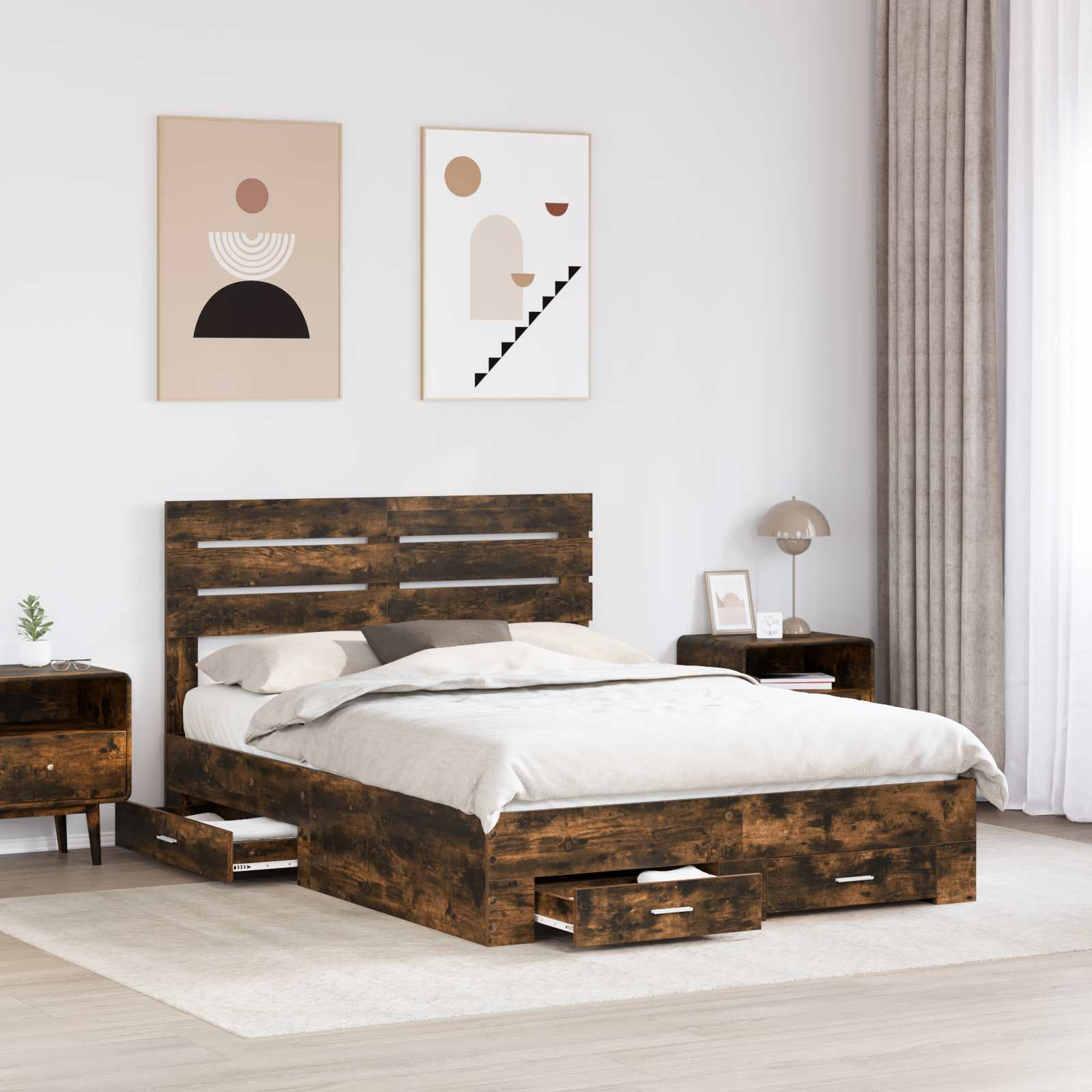 Bedframe met lade met hoofdeinde met opslag Bewerkt hout is nu te koop bij PeponiXL, paradijselijk wonen!