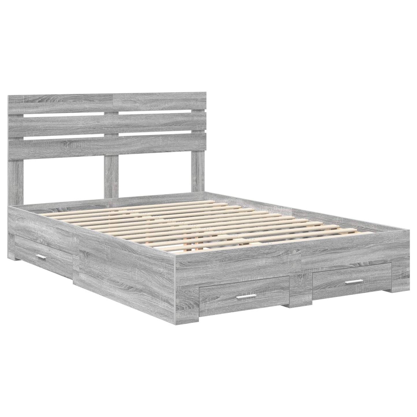 Bedframe met hoofdeinde Grijs Sonoma 140 x 200 cm Bewerkt hout is nu te koop bij PeponiXL, paradijselijk wonen!