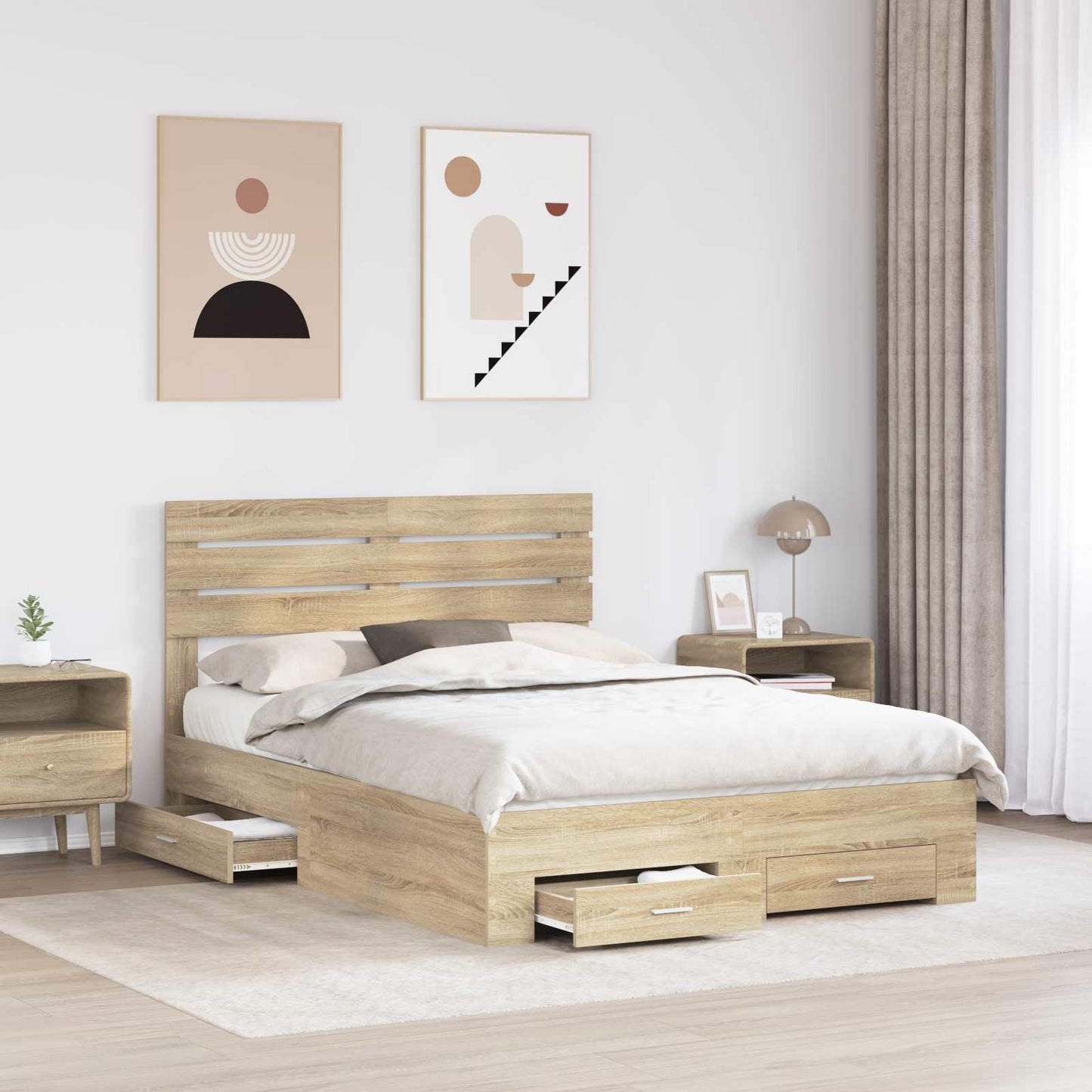 Bedframe met lade met hoofdeinde met opslag Bewerkt hout is nu te koop bij PeponiXL, paradijselijk wonen!
