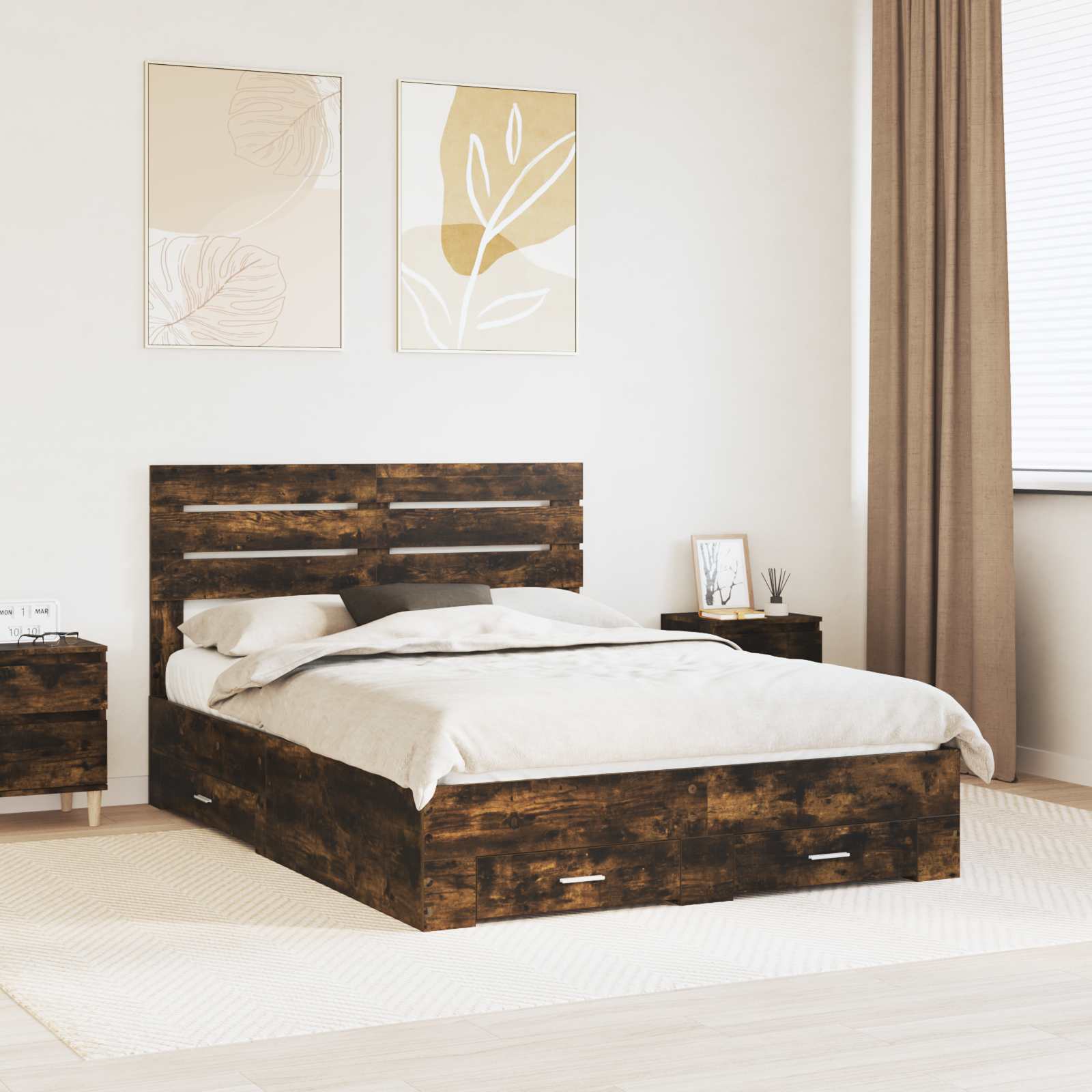 Bedframe met lade met hoofdeinde met opslag Bewerkt hout is nu te koop bij PeponiXL, paradijselijk wonen!