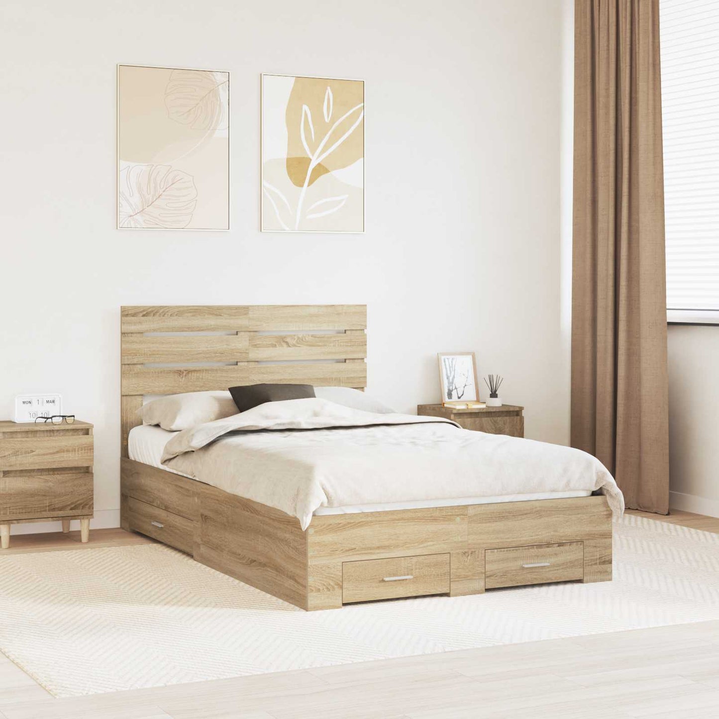Bedframe met lade met hoofdeinde met opslag Bewerkt hout is nu te koop bij PeponiXL, paradijselijk wonen!
