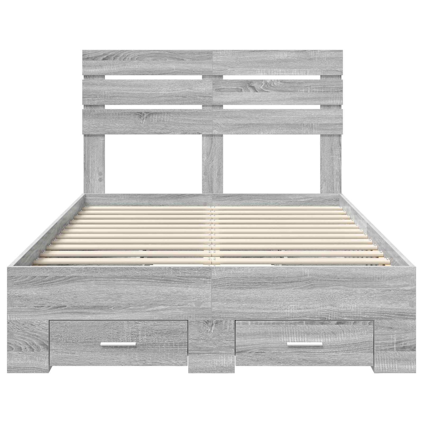 Bedframe met hoofdeinde Grijs Sonoma 135 x 190 cm Bewerkt hout is nu te koop bij PeponiXL, paradijselijk wonen!