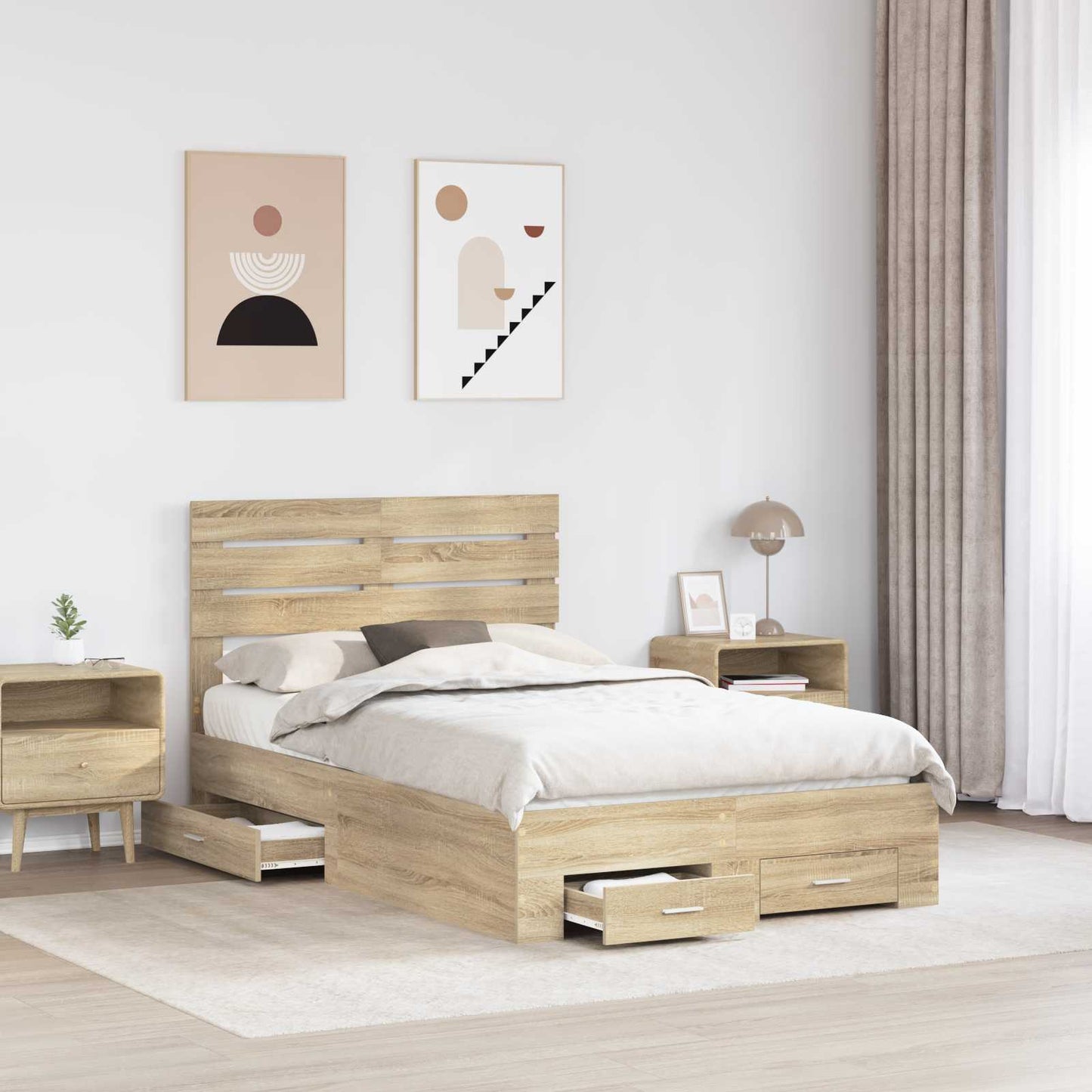 Bedframe met lade met hoofdeinde met opslag Bewerkt hout is nu te koop bij PeponiXL, paradijselijk wonen!