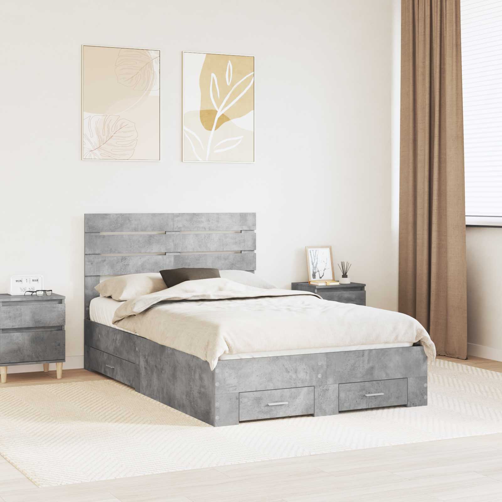 Bedframe met lade met hoofdeinde met opslag Bewerkt hout is nu te koop bij PeponiXL, paradijselijk wonen!