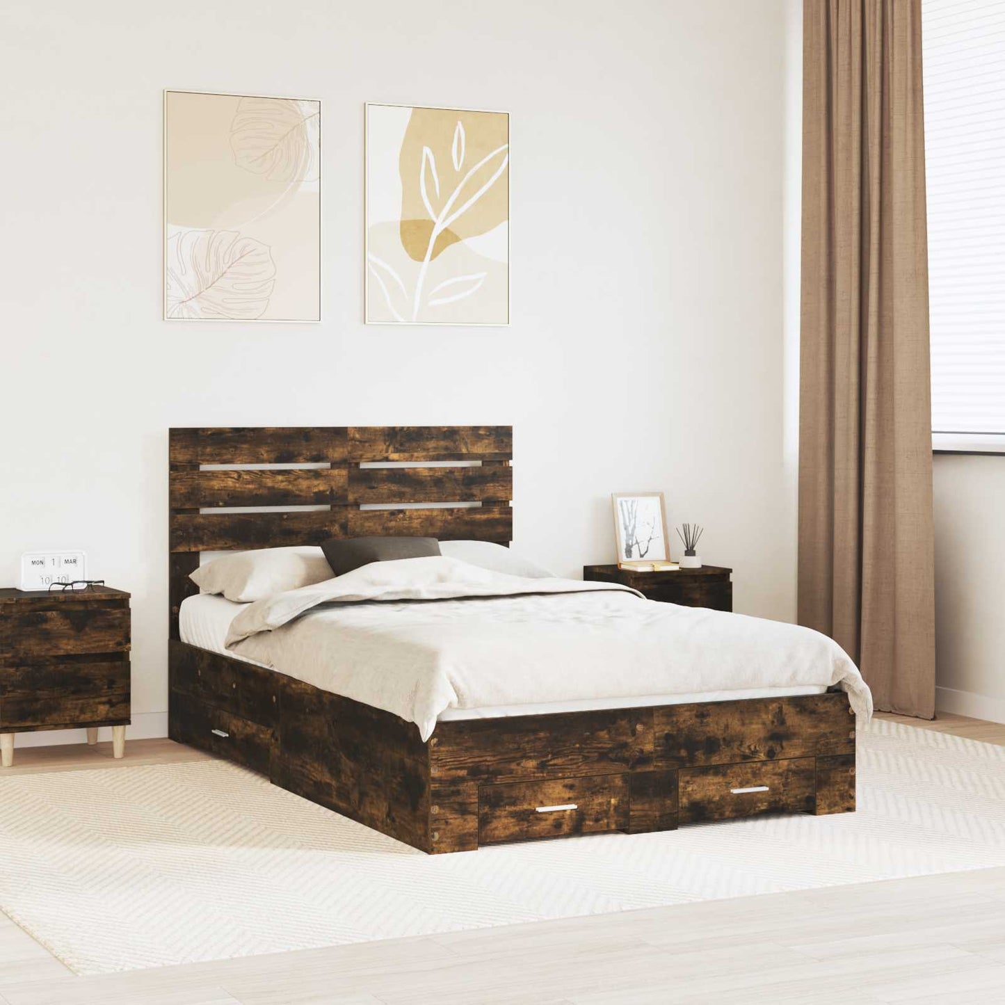 Bedframe met lade met hoofdeinde met opslag Bewerkt hout is nu te koop bij PeponiXL, paradijselijk wonen!