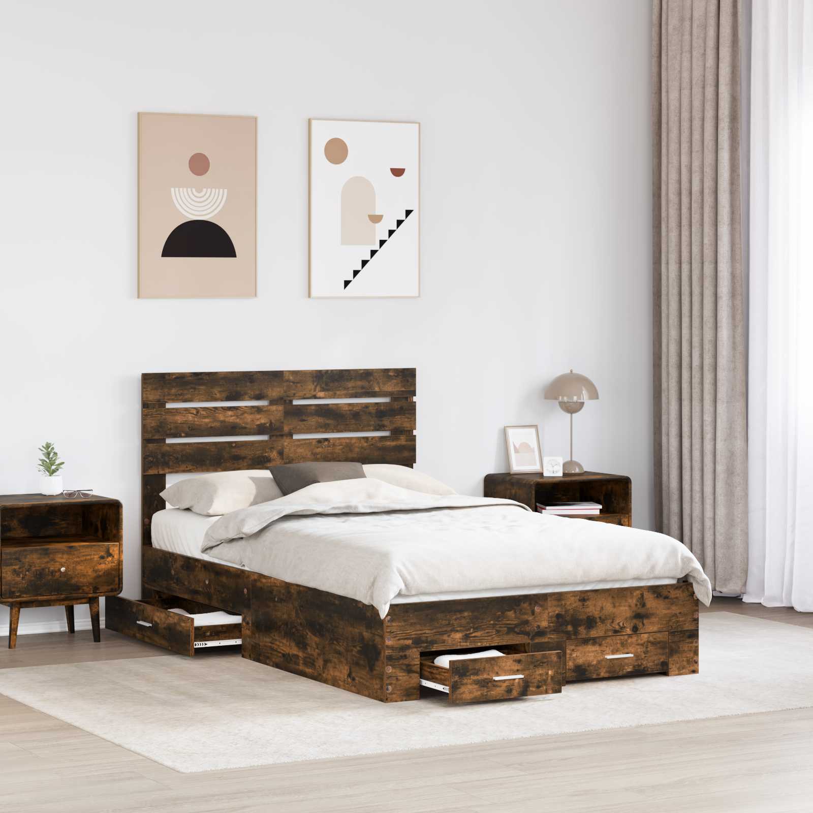 Bedframe met lade met hoofdeinde met opslag Bewerkt hout is nu te koop bij PeponiXL, paradijselijk wonen!