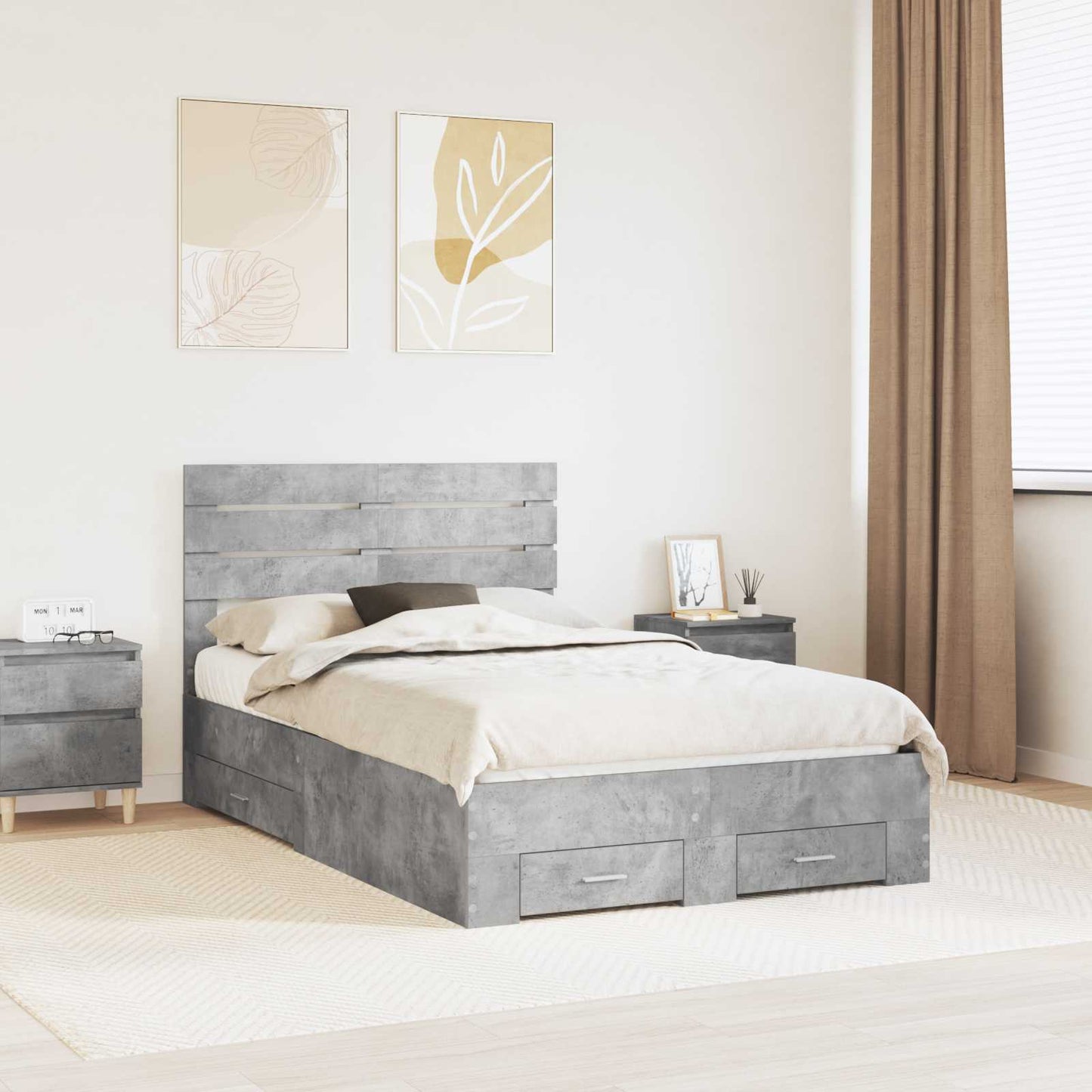 Bedframe met lade met hoofdeinde met opslag Bewerkt hout is nu te koop bij PeponiXL, paradijselijk wonen!