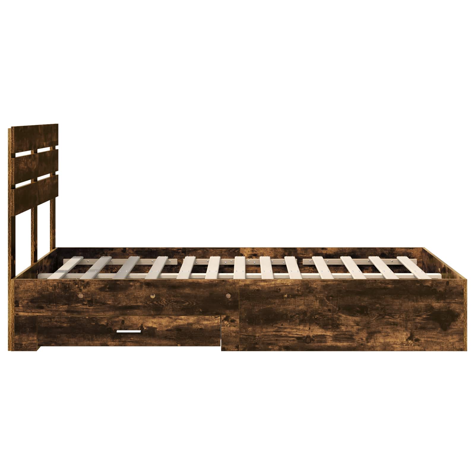 Bedframe met hoofdeinde Gerookt eiken 120 x 190 cm Bewerkt hout is nu te koop bij PeponiXL, paradijselijk wonen!