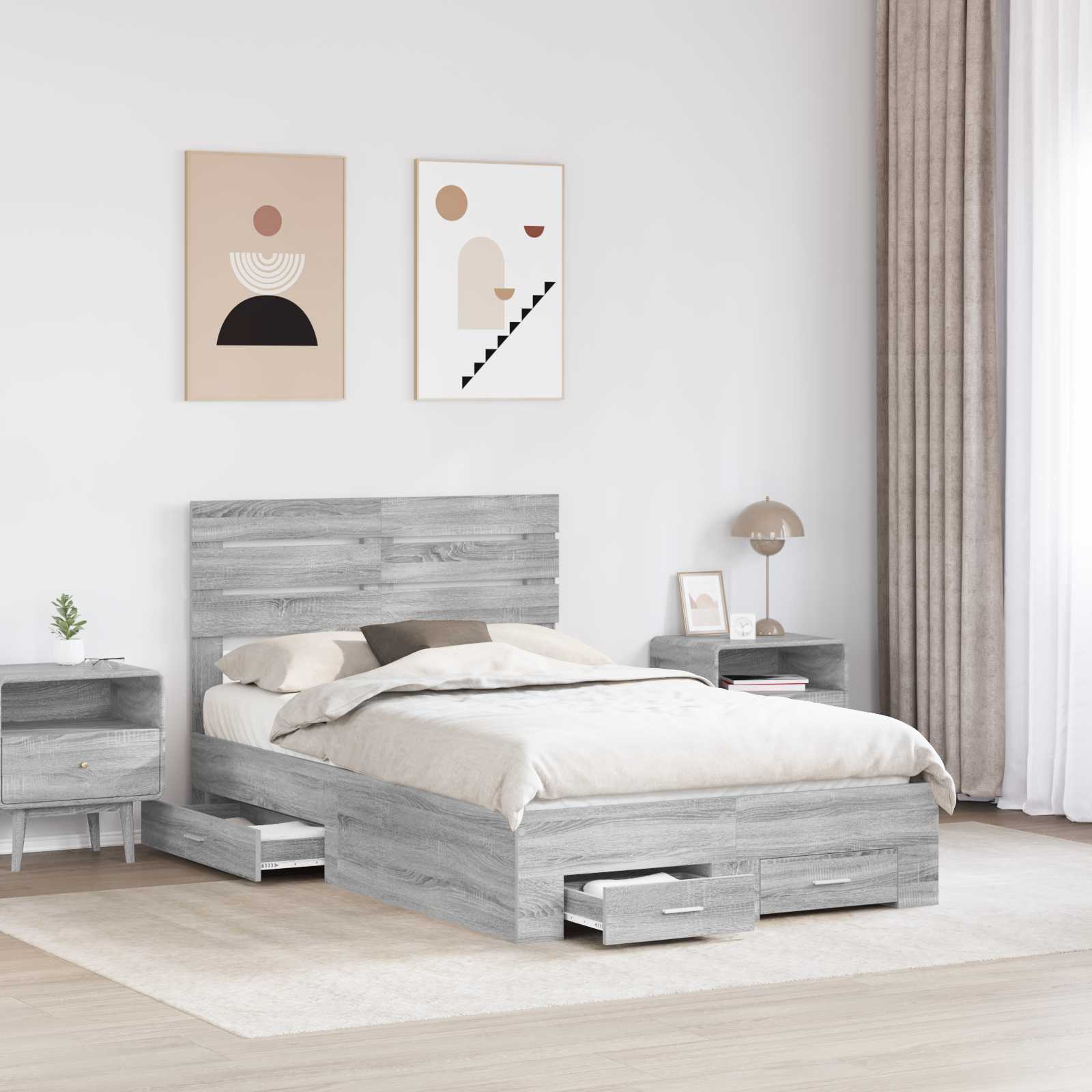 Bedframe met lade met hoofdeinde met opslag Bewerkt hout is nu te koop bij PeponiXL, paradijselijk wonen!