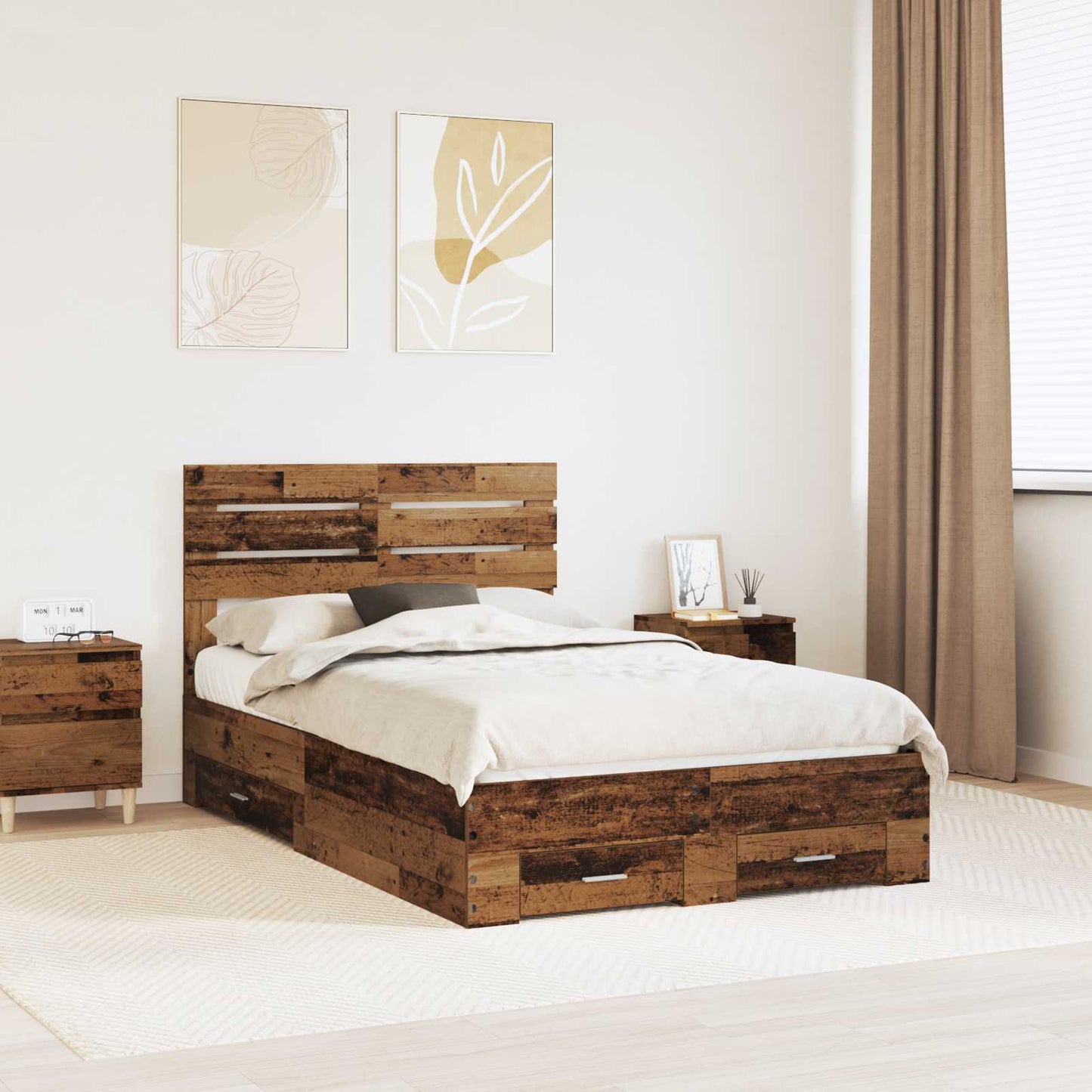 Bedframe met lade met hoofdeinde met opslag Bewerkt hout is nu te koop bij PeponiXL, paradijselijk wonen!